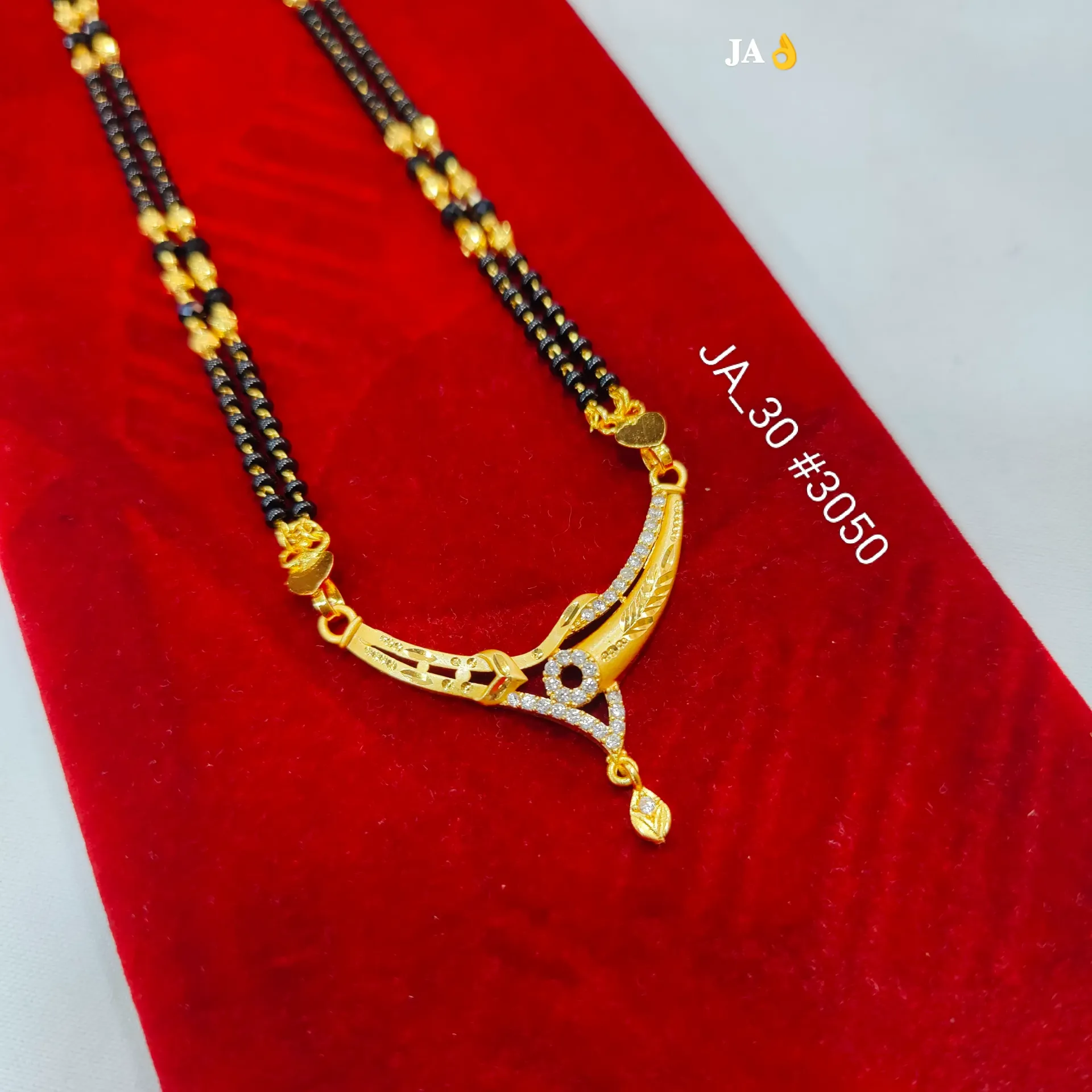 1 Gram Gold Plated Stone Studded Designer Mangalsutra DN-3050