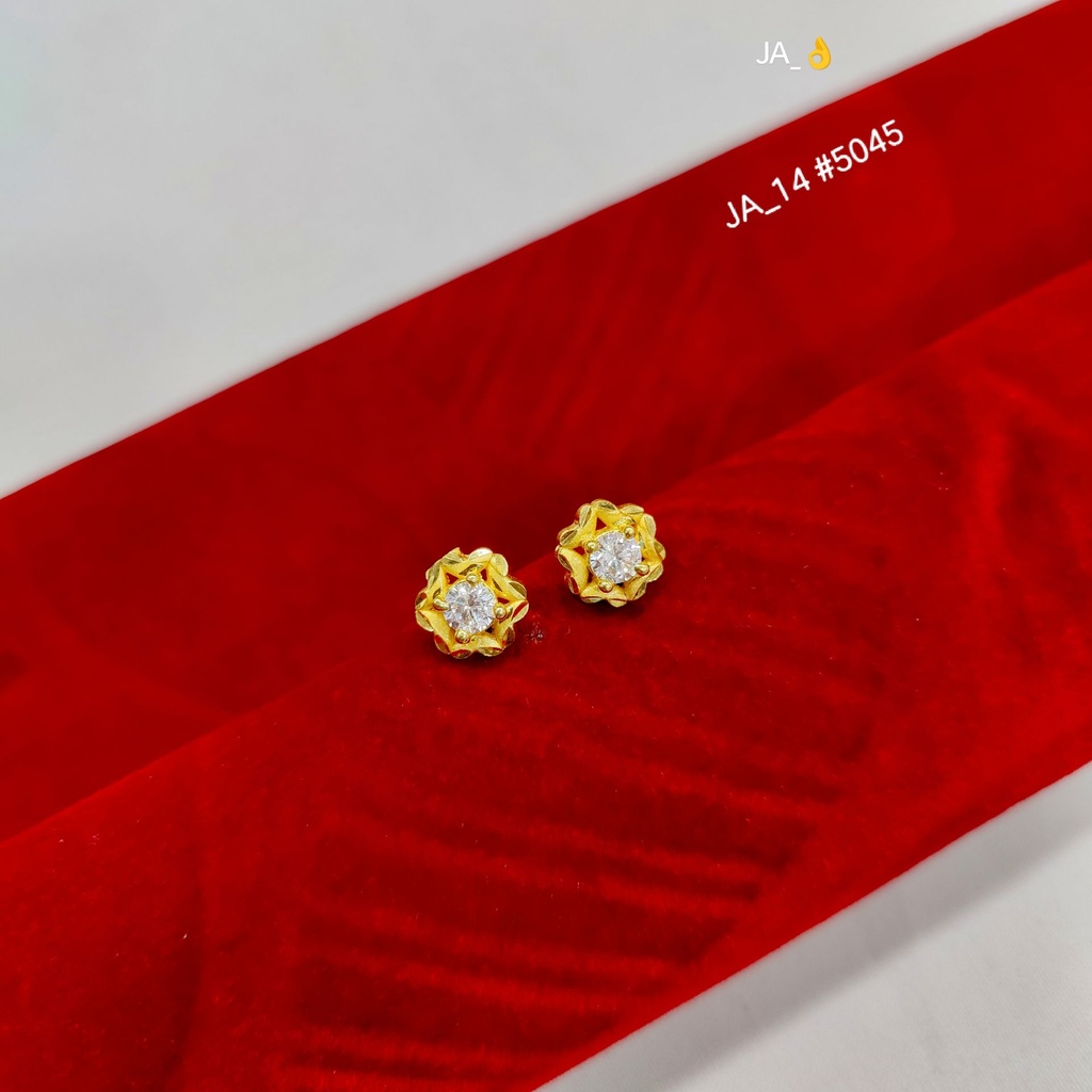 1 Gram Gold-Plated Floral Stone Stud Earrings DN-5045