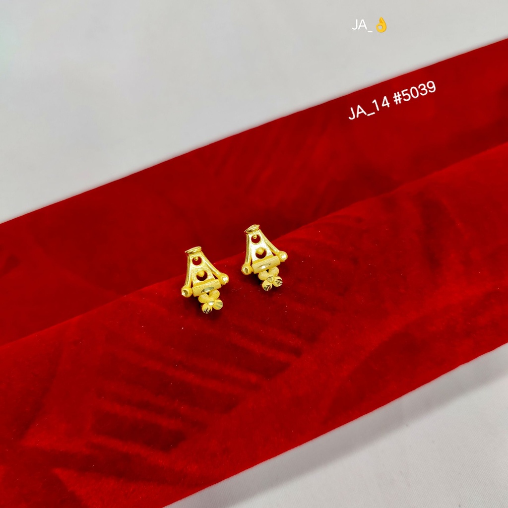 1 Gram Gold-Plated Triangle Floral Drop Earrings DN-5039