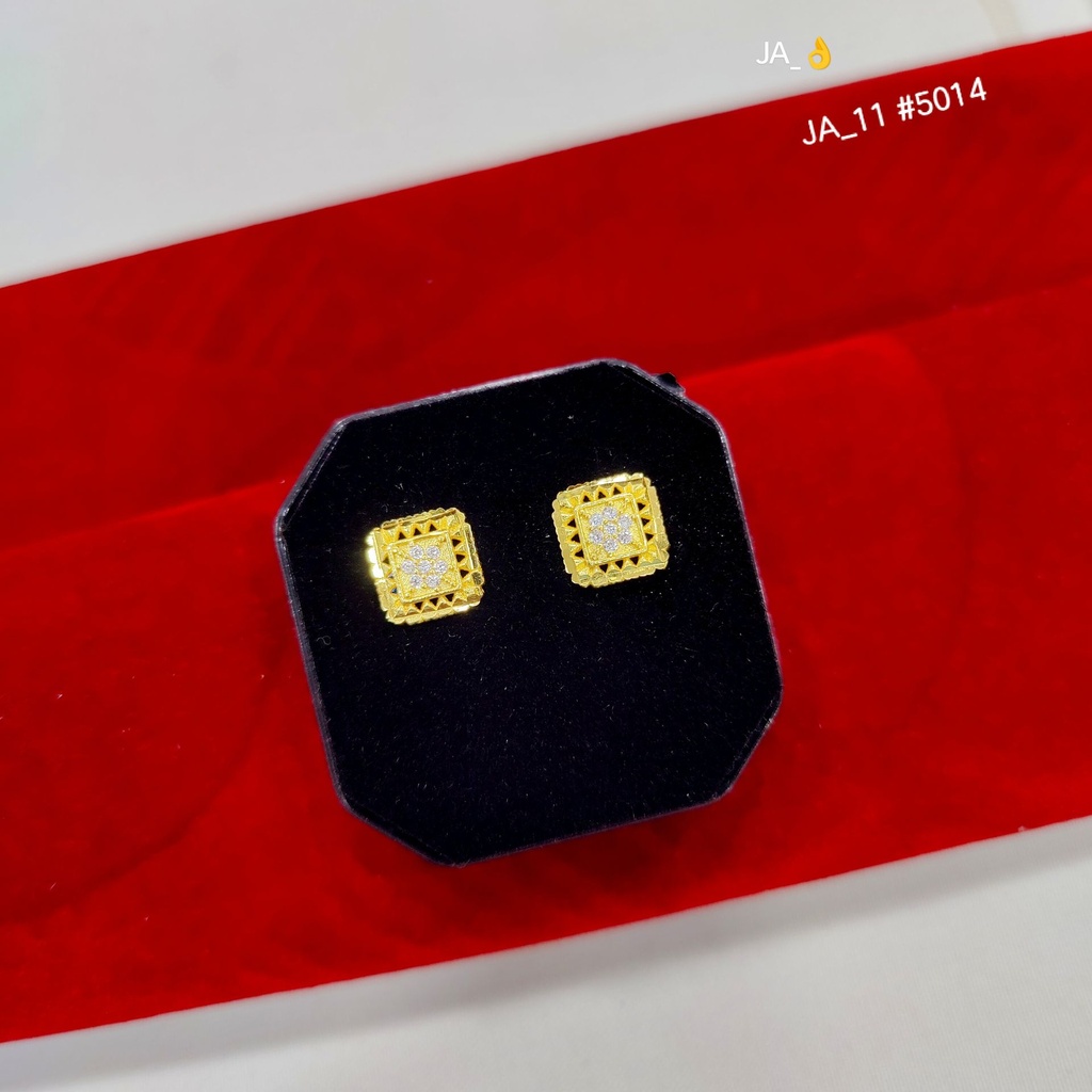 1 Gram Gold-Plated Square Earrings DN-5014