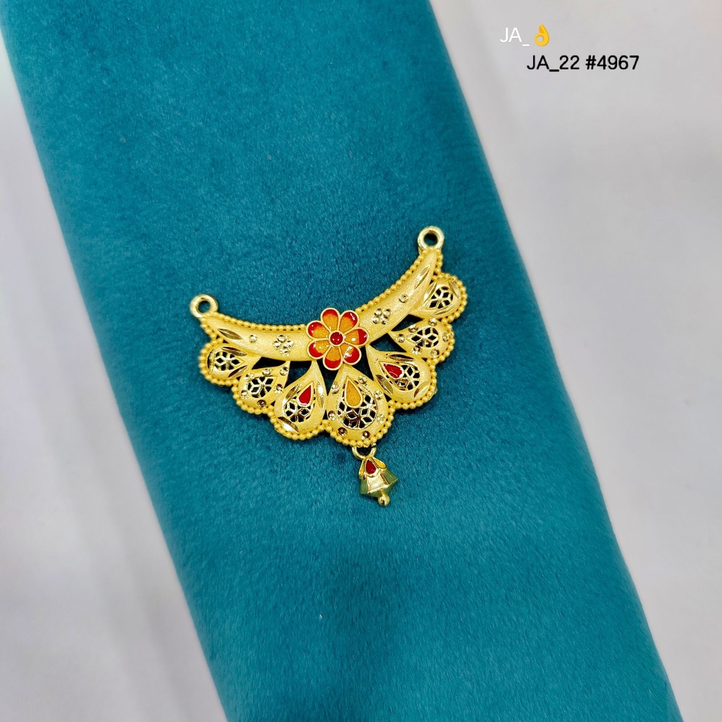 1 Gram Gold-Plated Red Floral Traditional Pendant DN-4967