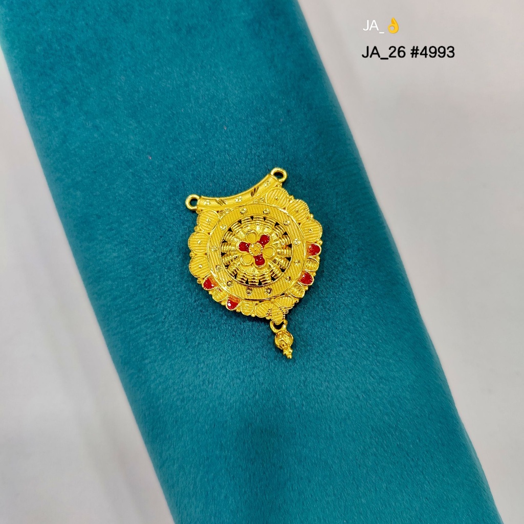 1 Gram Gold-Plated Round Floral Traditional Pendant DN-4993