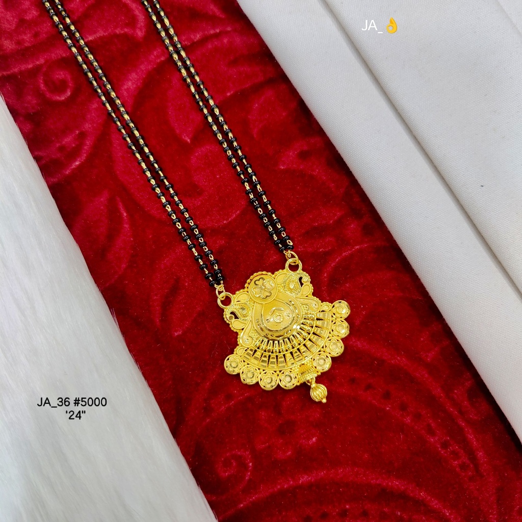 1 Gram Gold-Plated Traditional Floral Mangalsutra with Pendant DN-5000