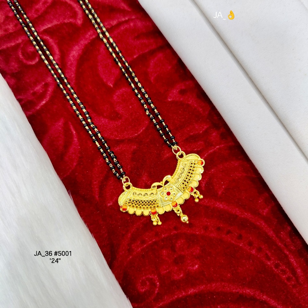 1 Gram Gold-Plated Traditional Mangalsutra Pendant Chain DN-5001