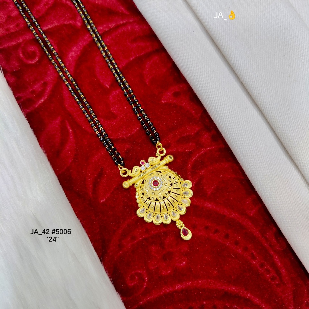 1 Gram Gold-Plated Round Floral Mangalsutra DN-5006