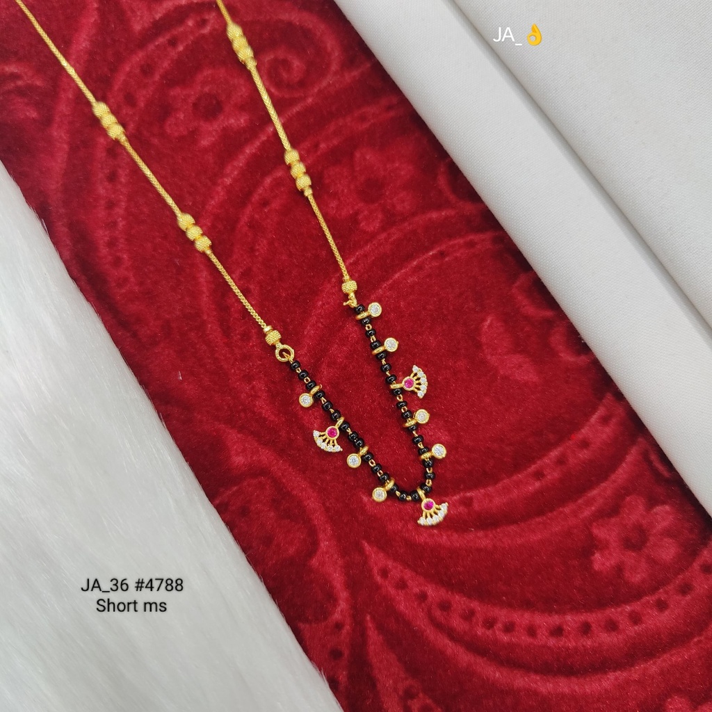 Product Title 1 Gram Gold-Plated Short Mangalsutra Stone Charms DN-4788