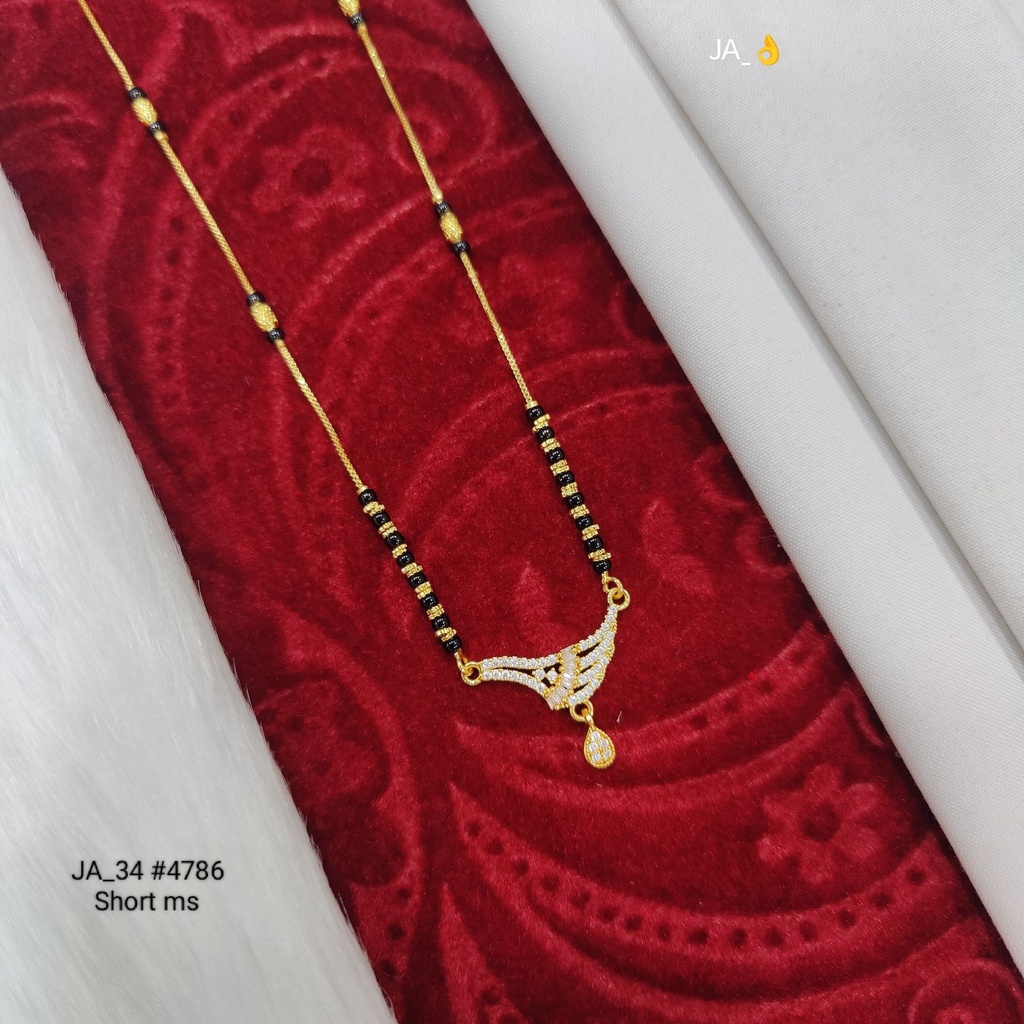 1 Gram Gold-Plated Short Mangalsutra with Leaf Design Pendant DN-4786
