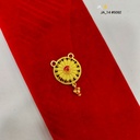 1 Gram Gold-Plated Round Red Stone Traditional Pendant DN-5092