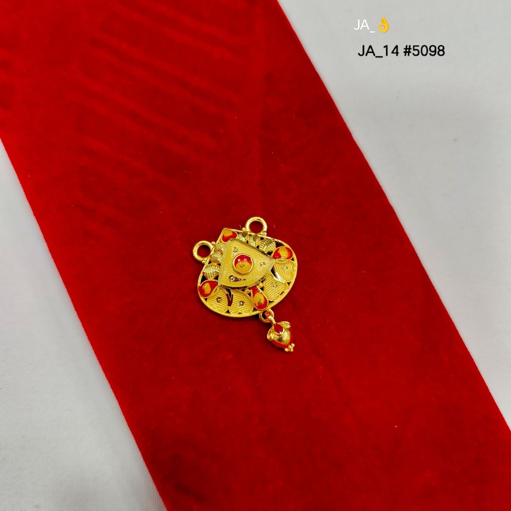 1 Gram Gold-Plated Red Stone Traditional Pendant DN-5098
