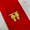 1 Gram Gold-Plated Traditional Round Pendant with Red Stones DN-5147