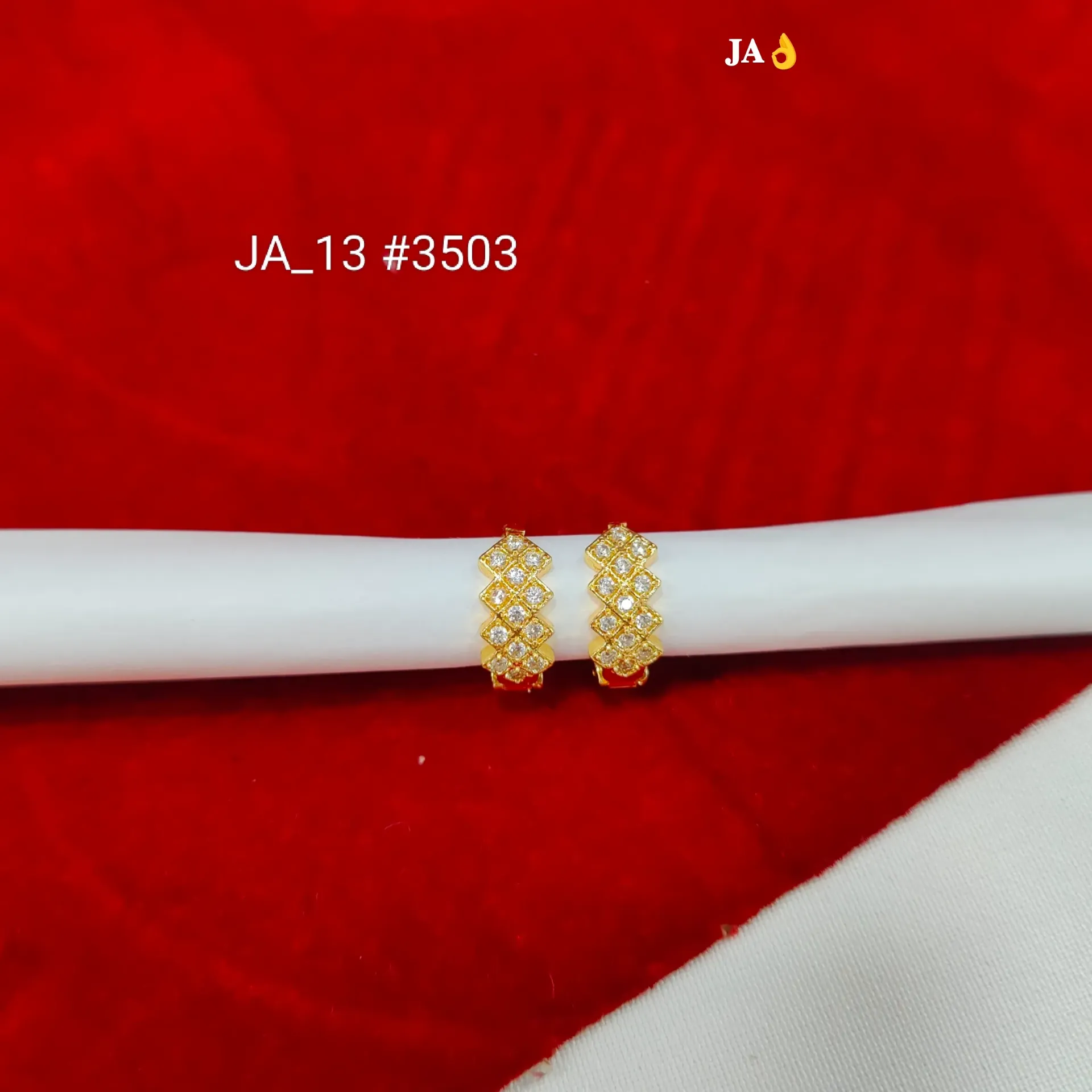 1 Gram Gold Plated Stone Studded Bali Earrings DN-3503
