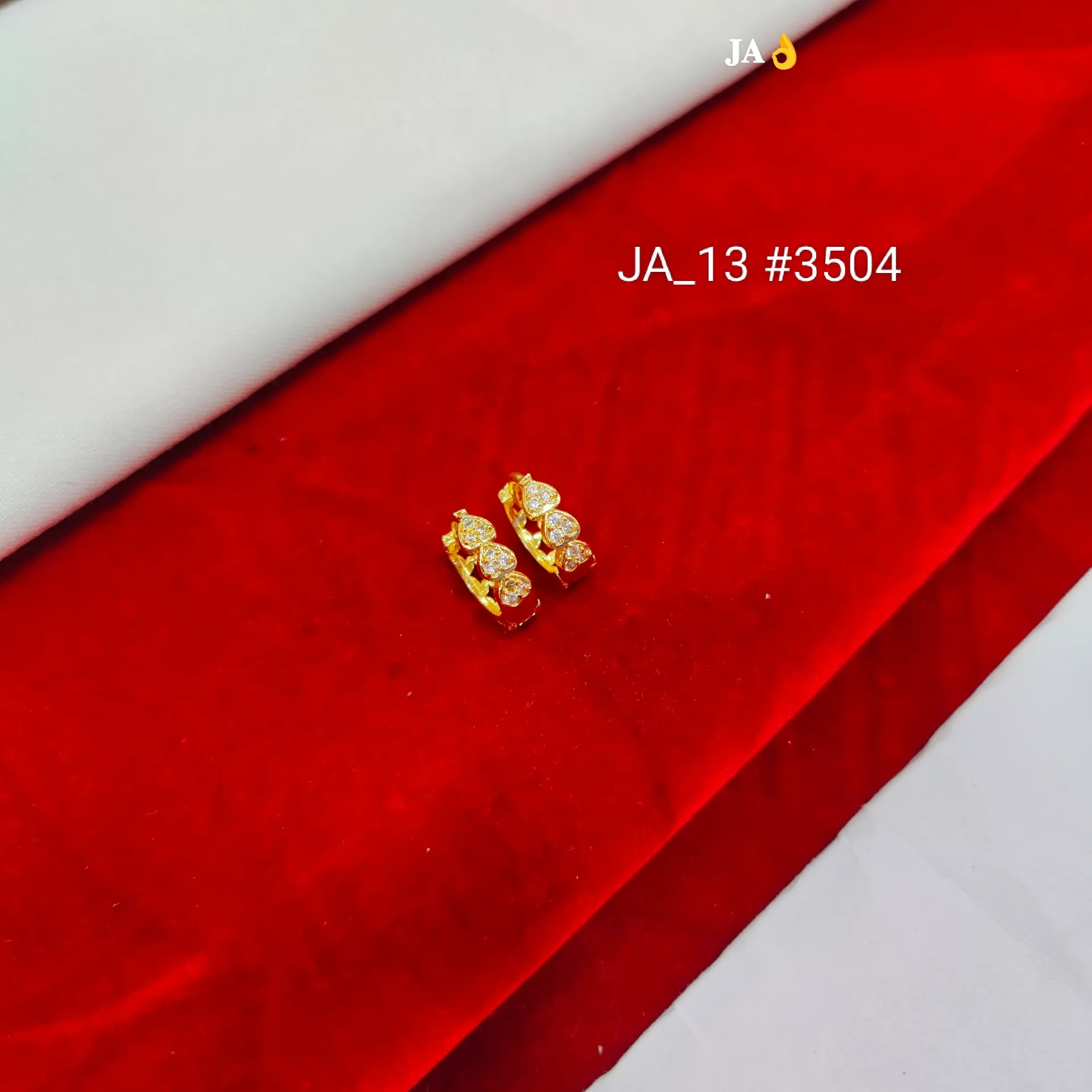 1 Gram Gold Plated Heart Design Stone Studded Bali Earrings DN-3504