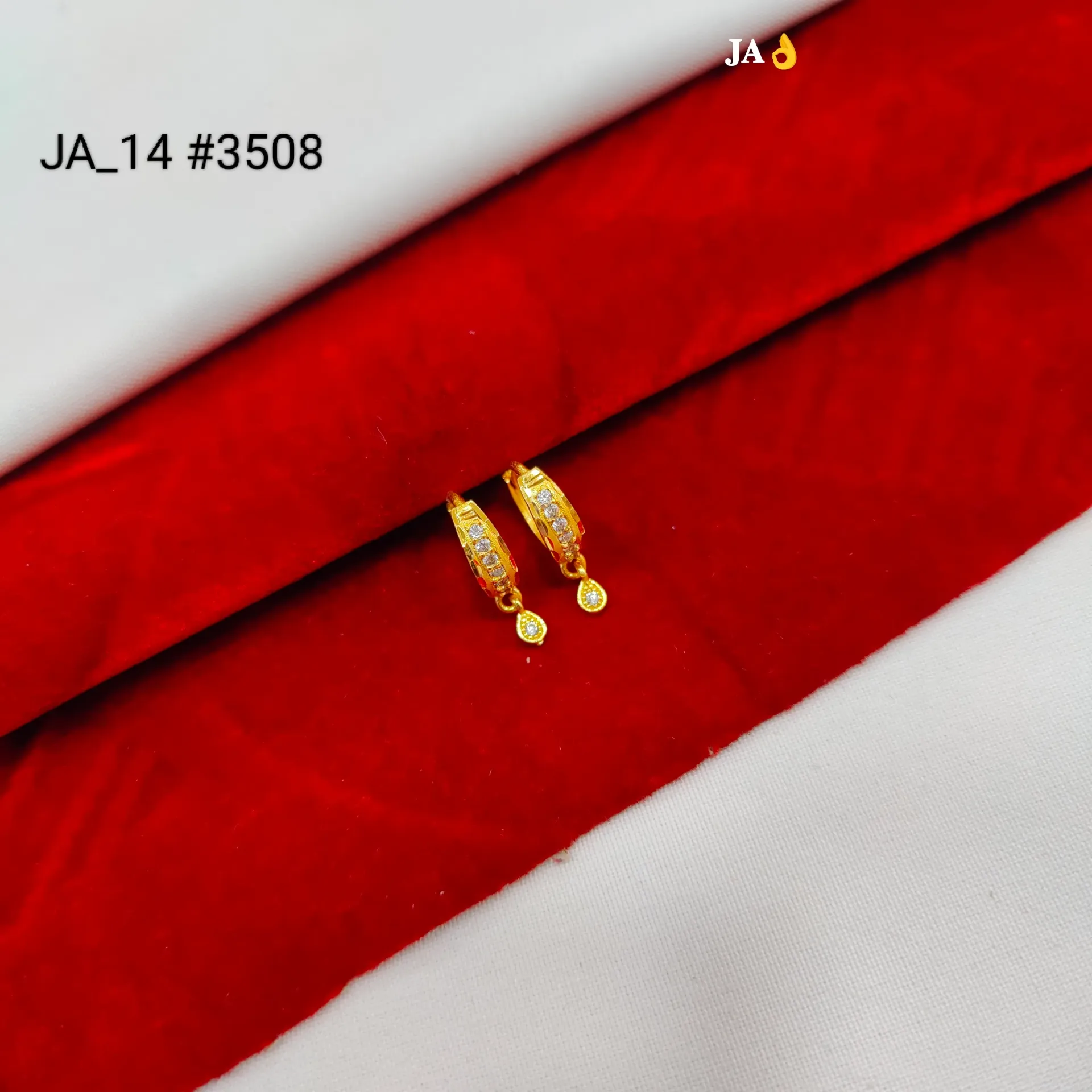 1 Gram Gold Plated Stone Studded Bali Earrings DN-3508