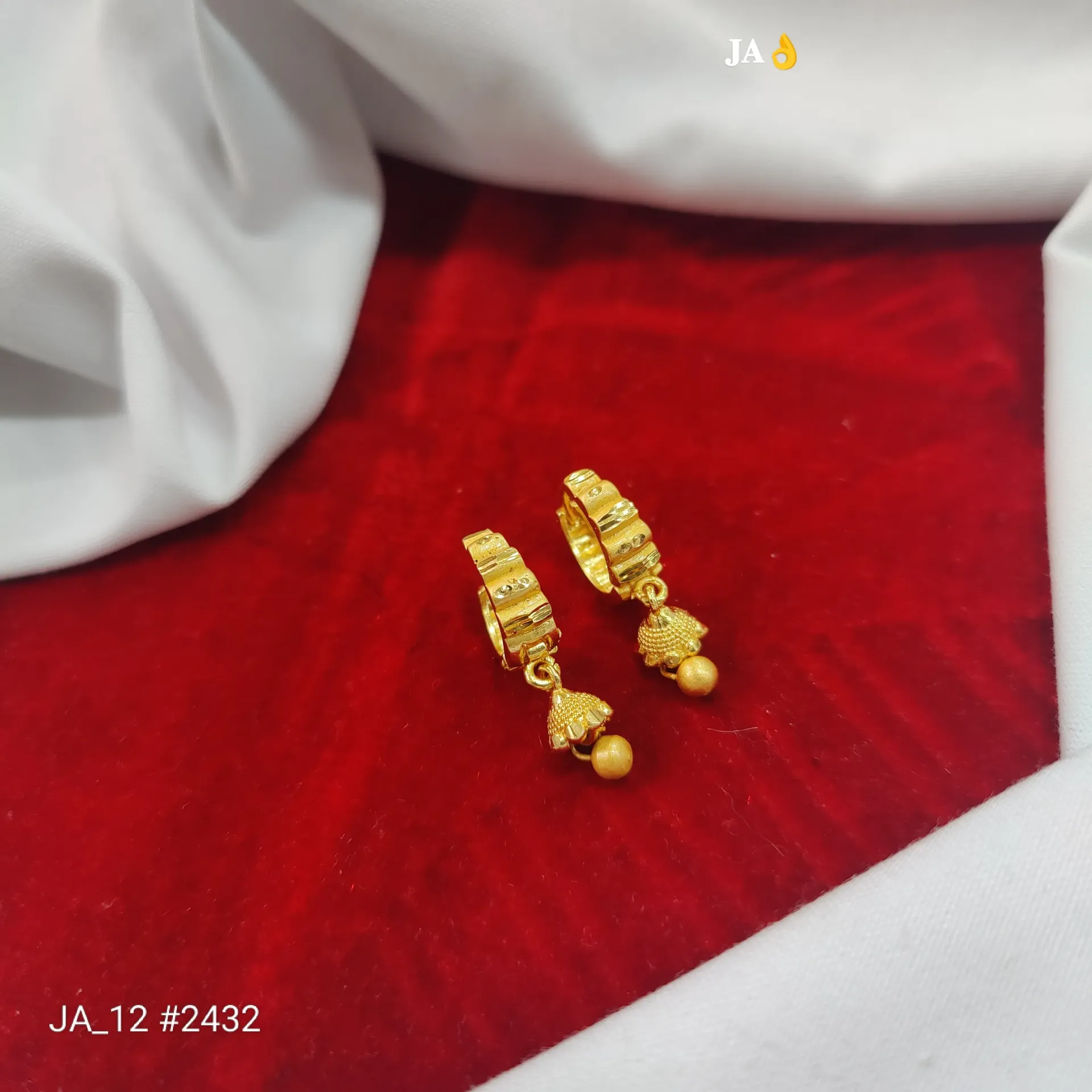 1 Gram Gold Plated Stone Studded Drop Earrings DN-2432