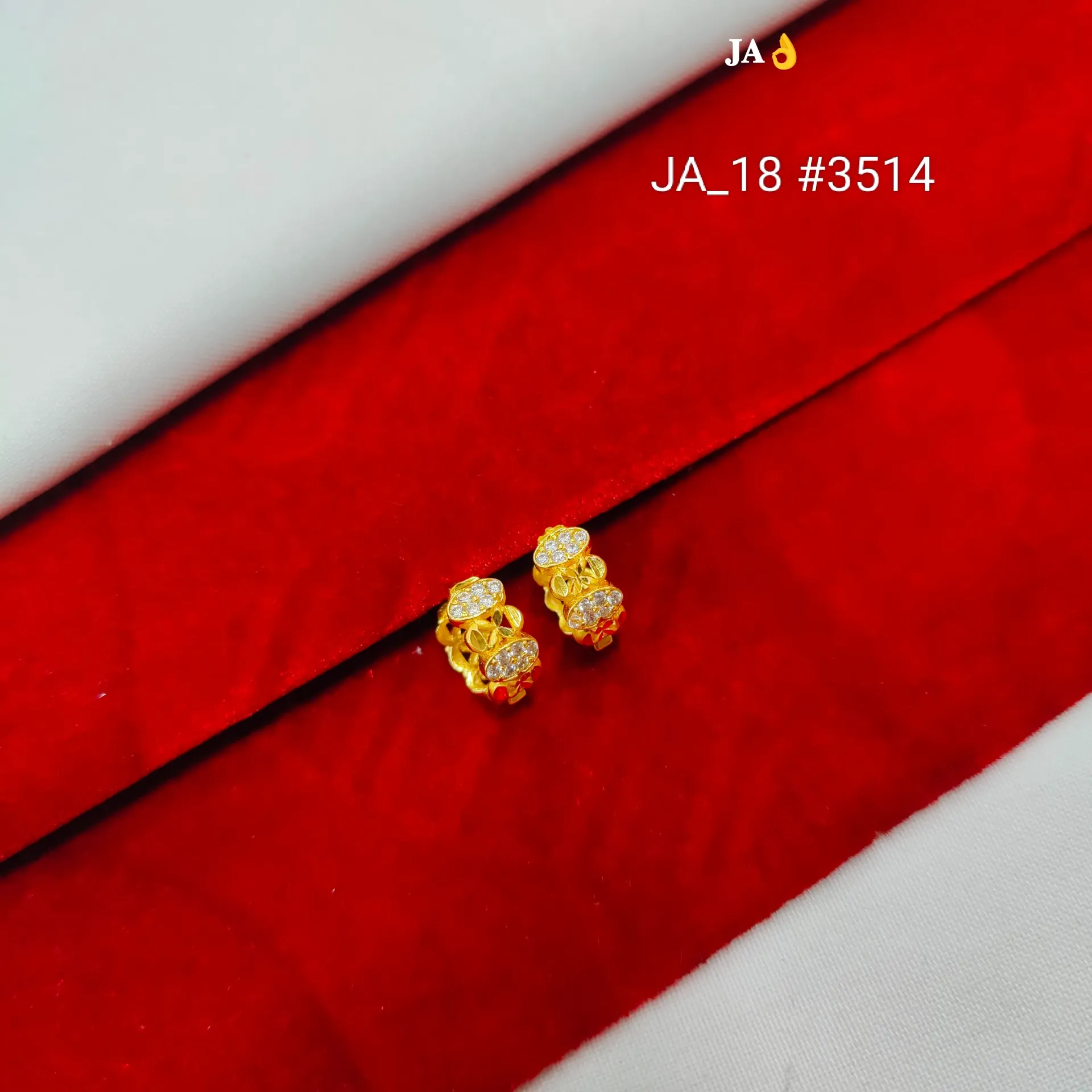 1 Gram Gold Plated Dual Stone Designer Bali Earrings DN-3514