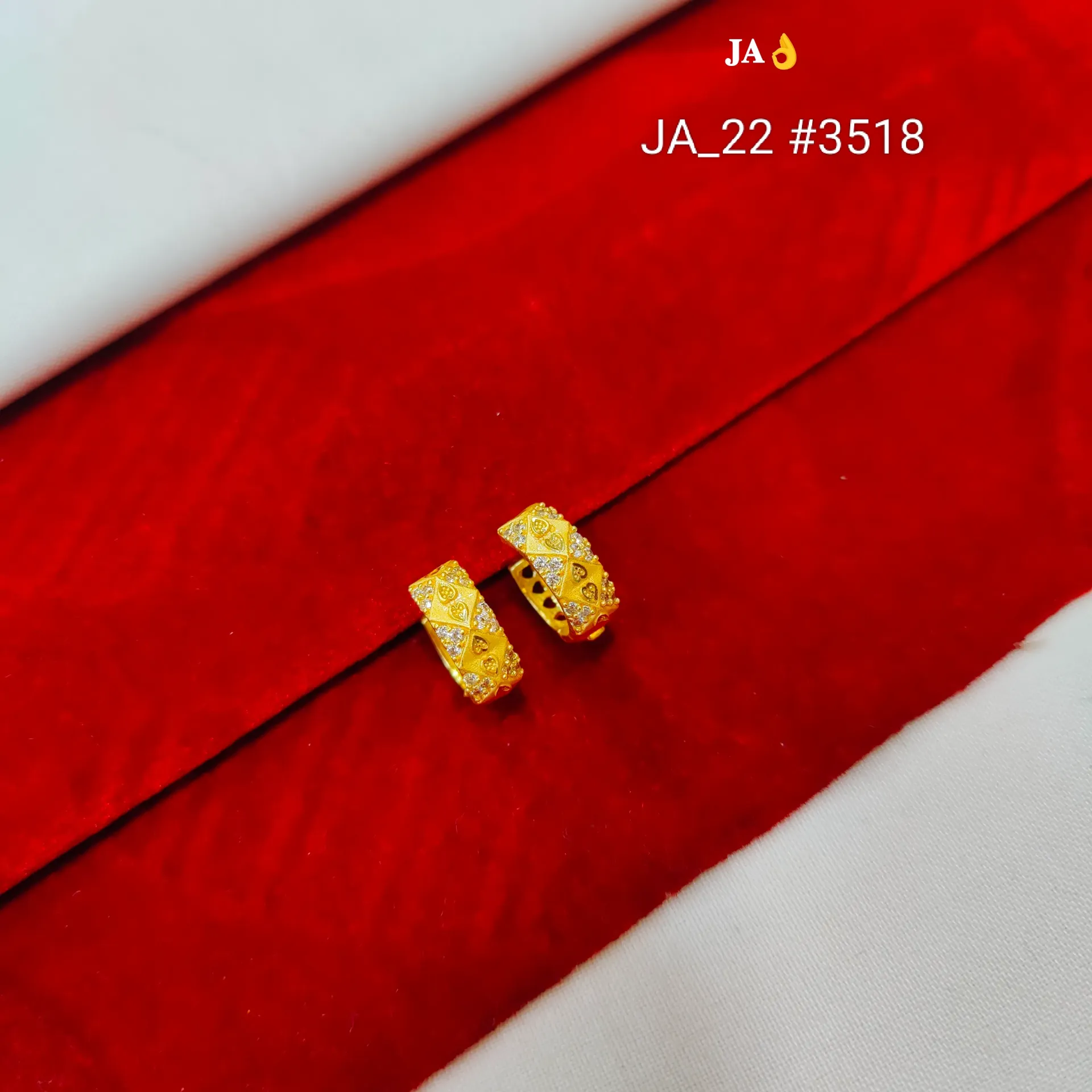 1 Gram Gold Plated Designer Pattern Stone Studded Bali Earrings DN-3518