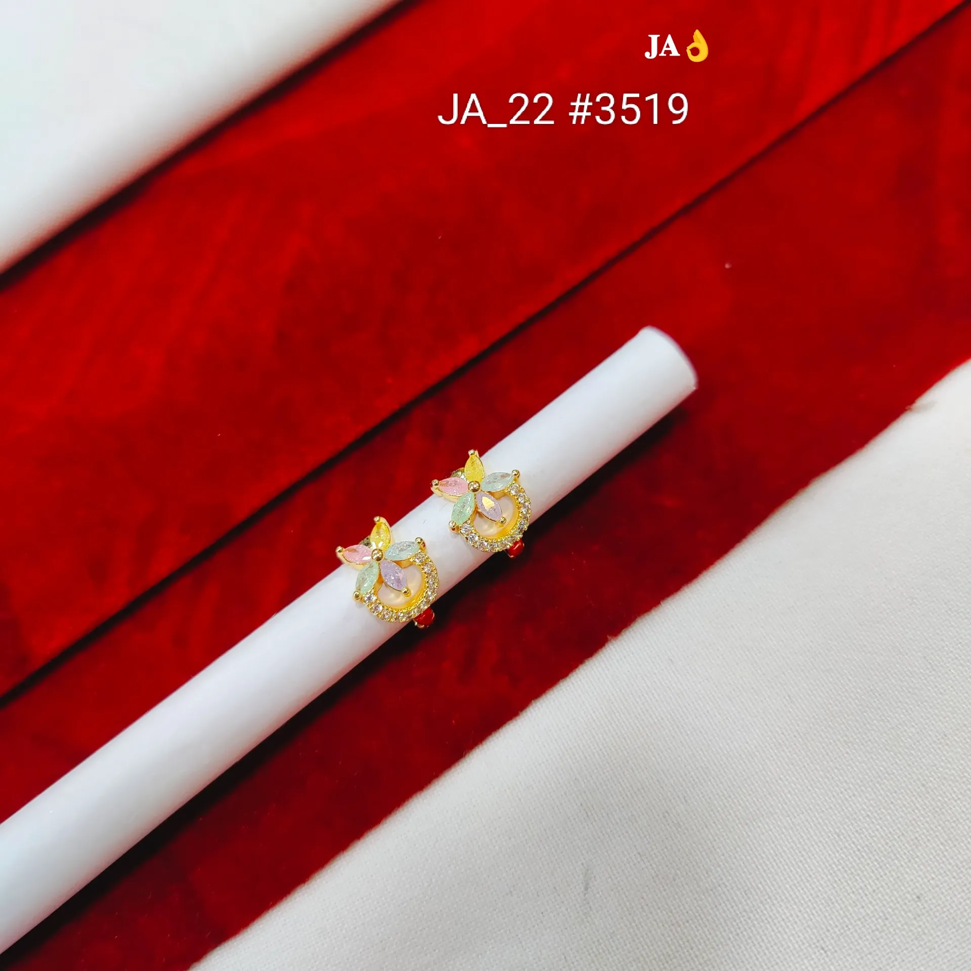1 Gram Gold Plated Butterfly Stone Studded Bali Earrings DN-3519