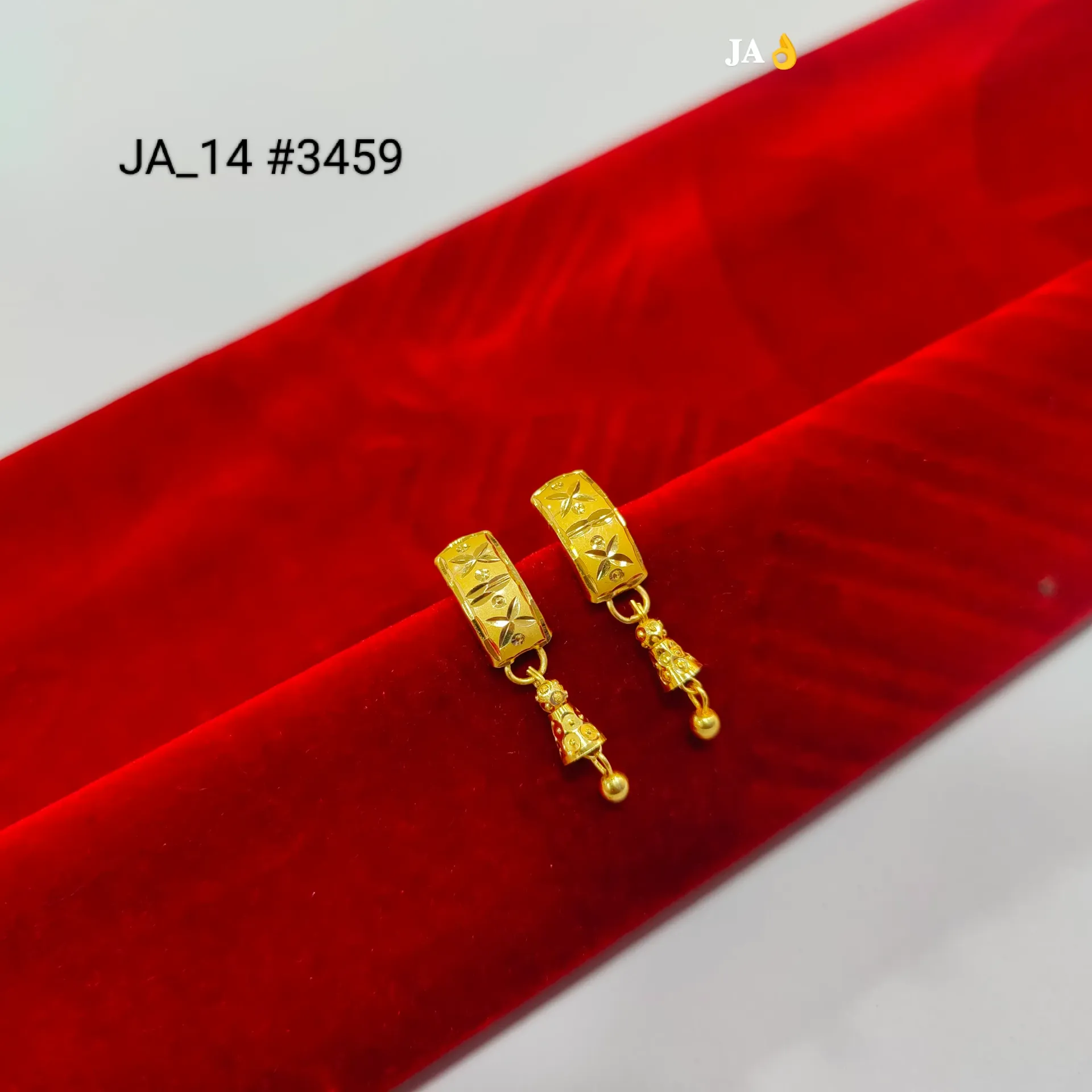 1 Gram Gold Plated Floral Engraved Bali Earrings with Drop DN-3459