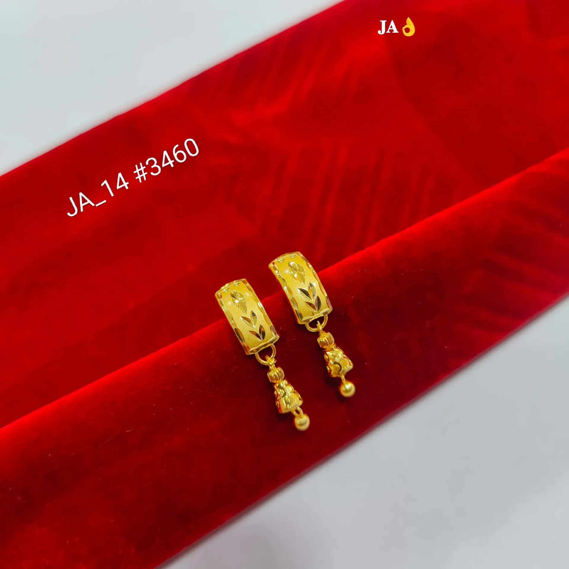 1 Gram Gold Plated Leaf  Earrings with Traditional Drop DN-3460