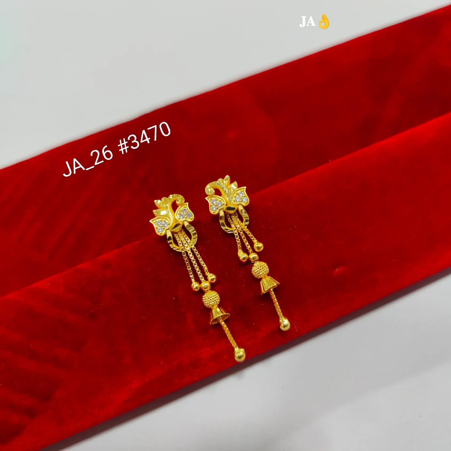 1 Gram Gold Plated Designer Floral Long Dangler Earrings DN-3470