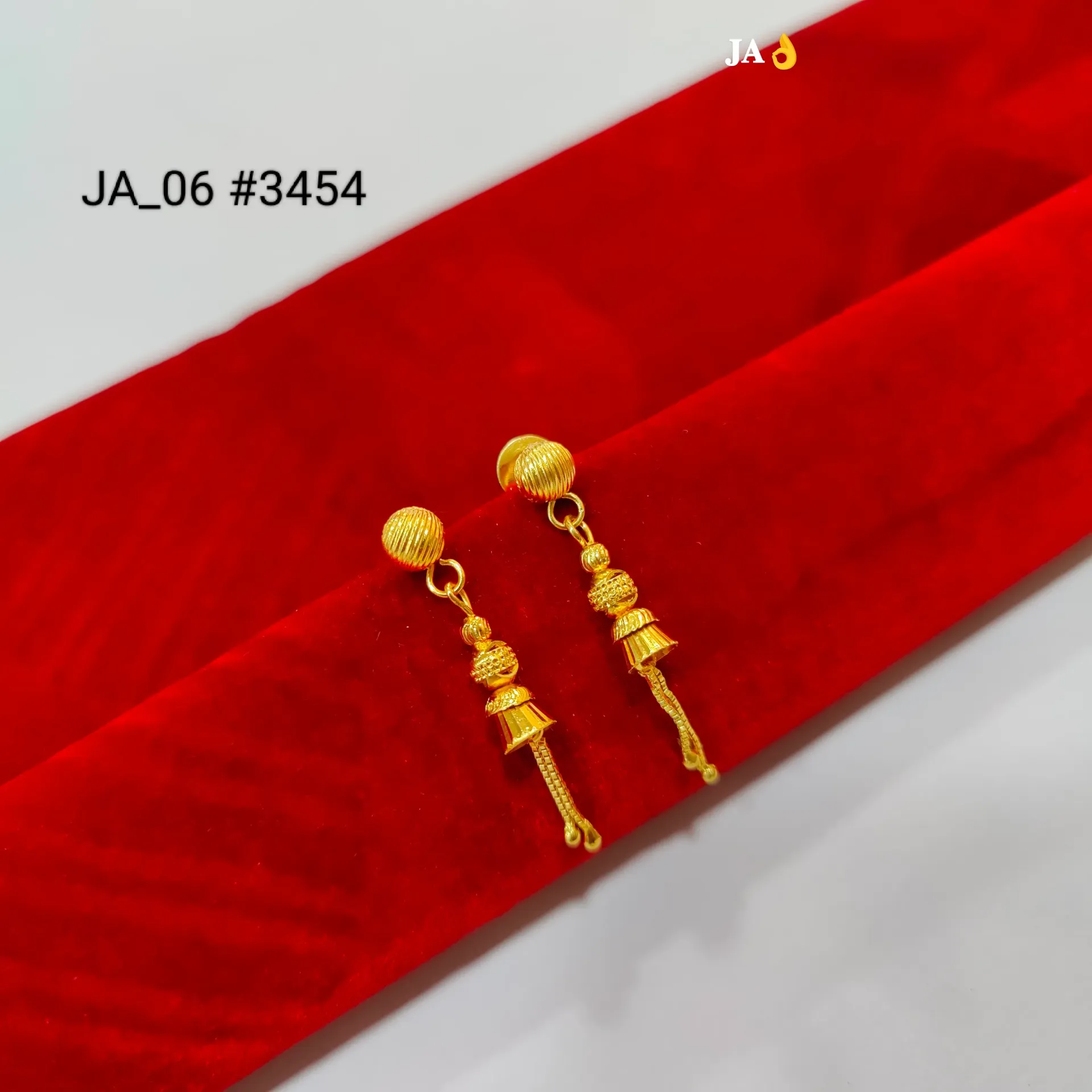 1 Gram Gold Plated Textured Bead Chain Dangler Earrings DN-3454