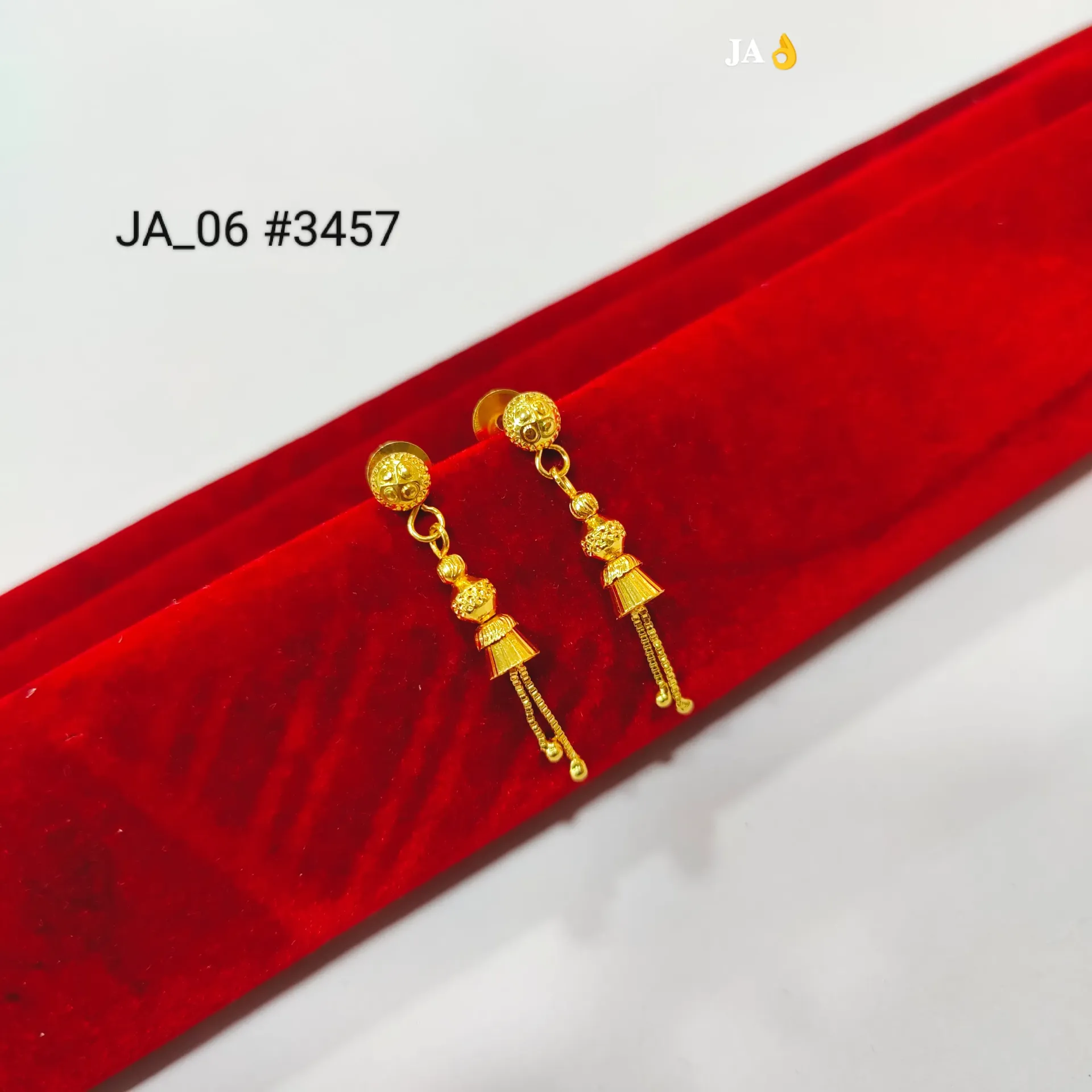 1 Gram Gold Plated Classic Beaded Chain Dangler Earrings DN-3457