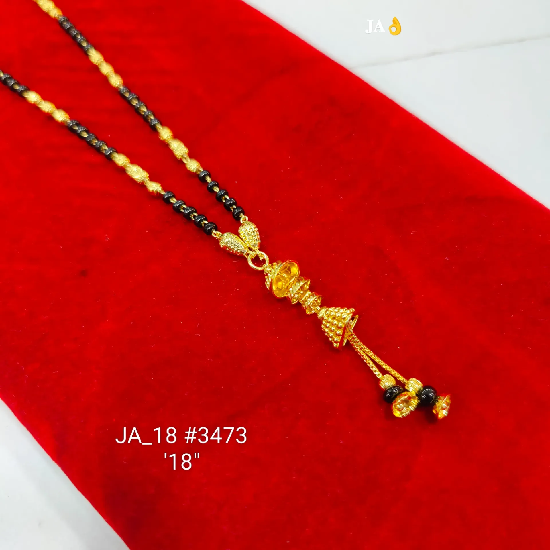 1 Gram Gold Plated Traditional Long Pendant Mangalsutra (18 Inch) DN-3473
