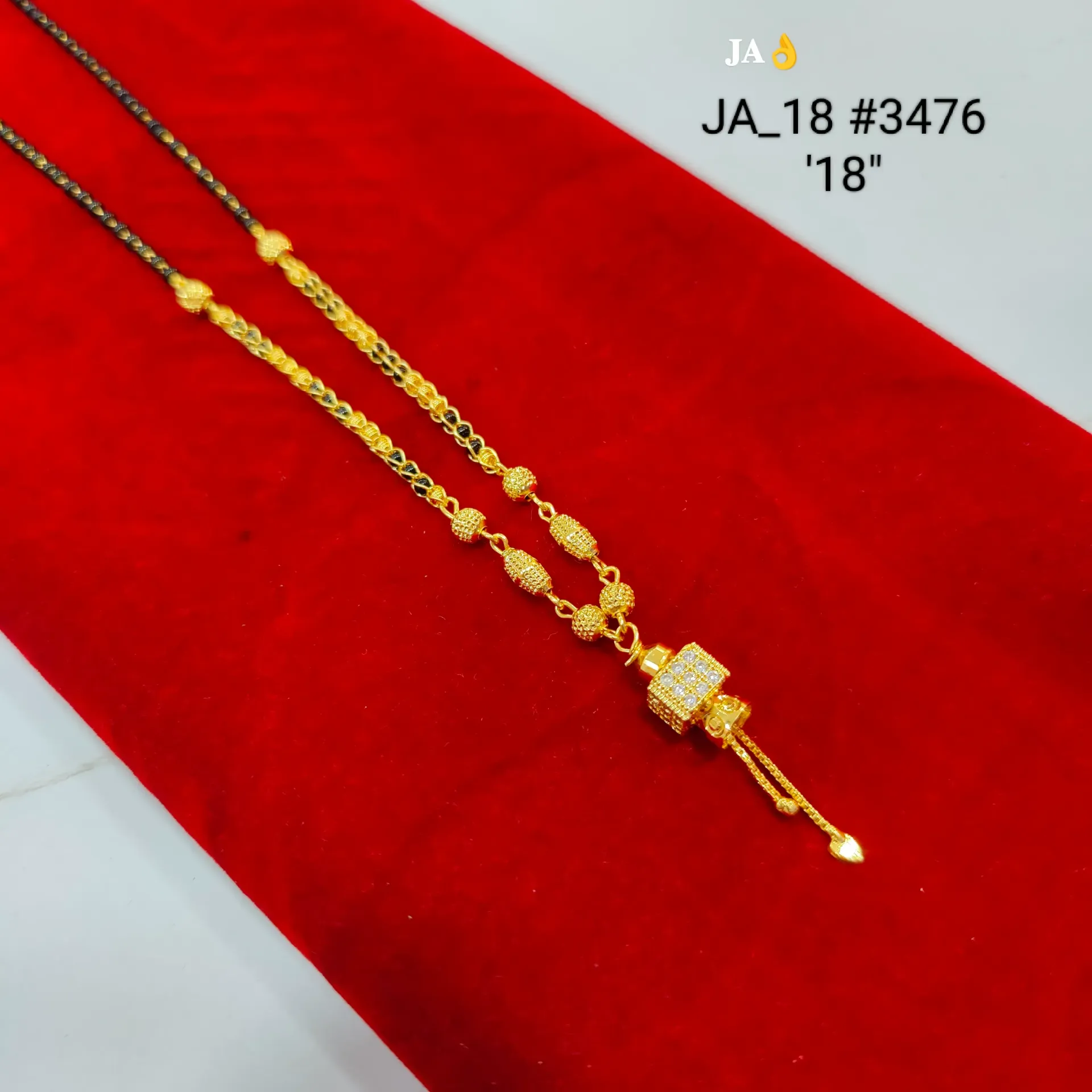 1 Gram Gold Plated Designer Beaded Pendant Mangalsutra (18 Inch) DN-3476