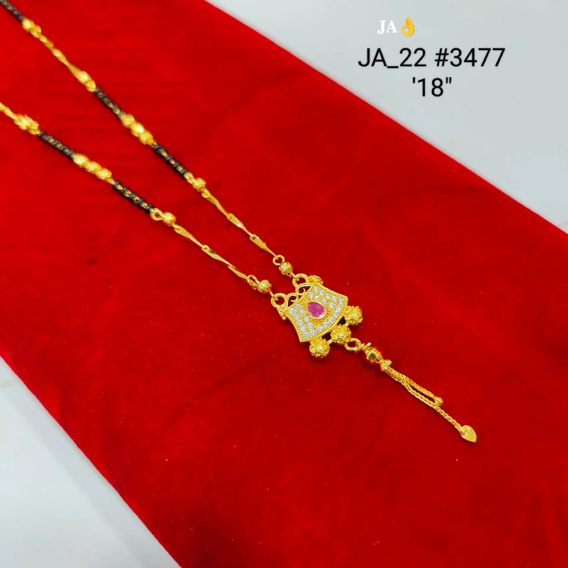 1 Gram Gold Plated Designer Stone Pendant Mangalsutra (18 Inch) DN-3477