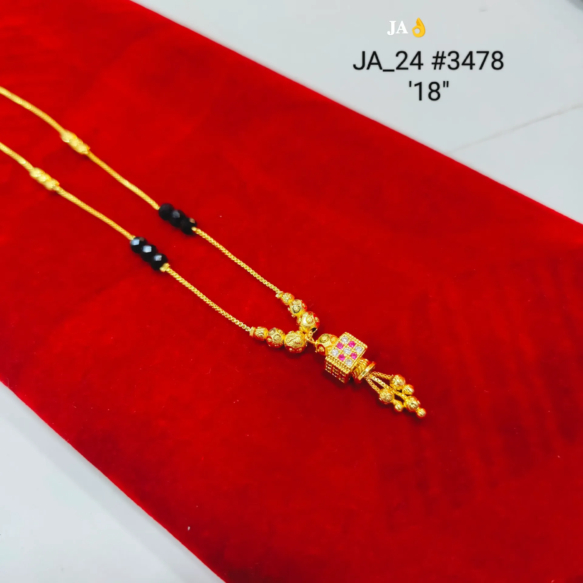 1 Gram Gold Plated Stone Designer Mangalsutra (18 Inch) DN-3478