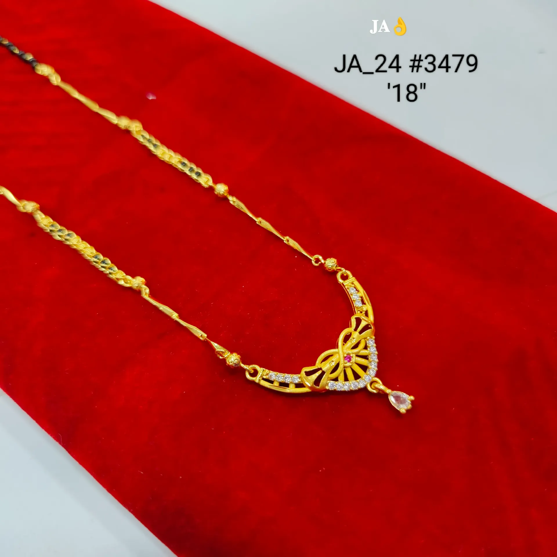 1 Gram Gold Plated Elegant Stone Design Mangalsutra (18 Inch) DN-3479