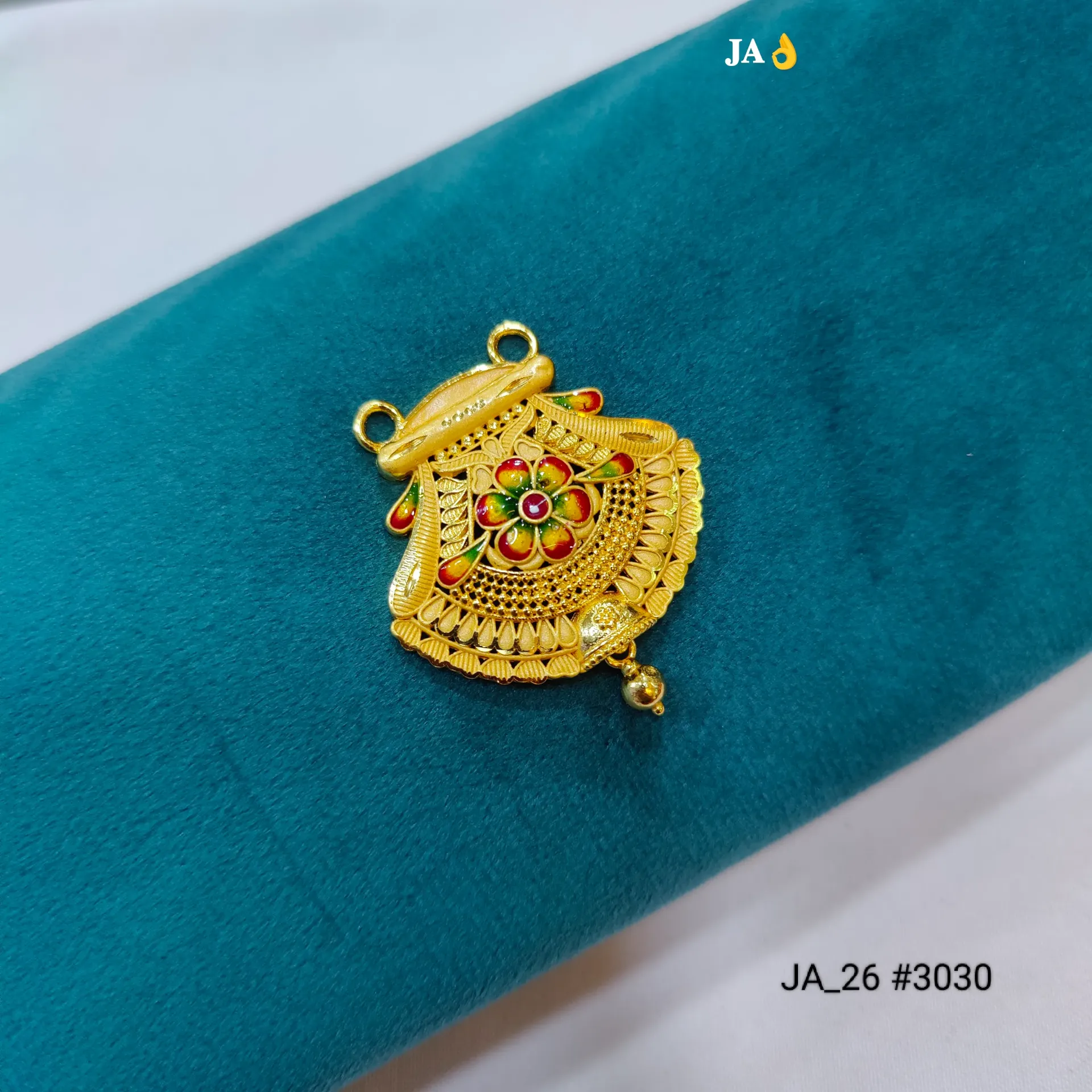 Designer Gold Plated Floral Mangalsutra Pendant – Multicolor Enamel Ethnic Design DN-3030