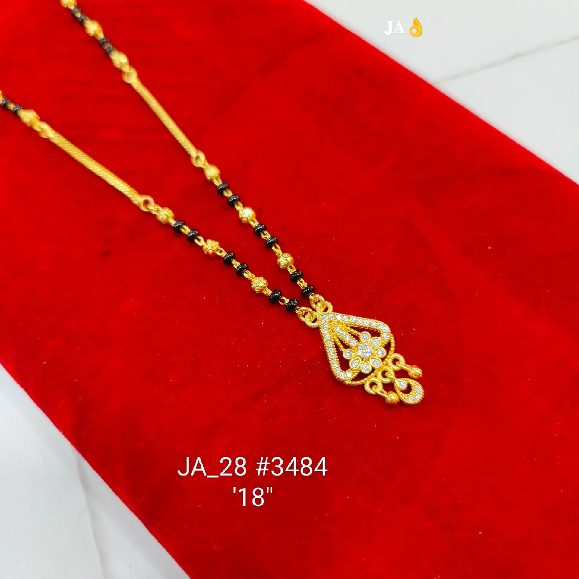 1 Gram Gold Plated Floral Drop Designer Mangalsutra (18 Inch) DN-3484
