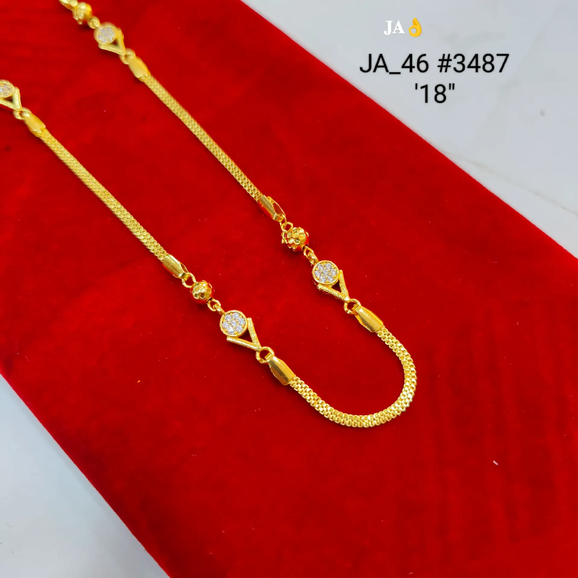 1 Gram Gold Plated CZ Studded Modern Chain Style Mangalsutra DN-3487