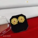 1 Gram Gold Plated Stone Studded Floral Designer Stud Earrings DN-2670
