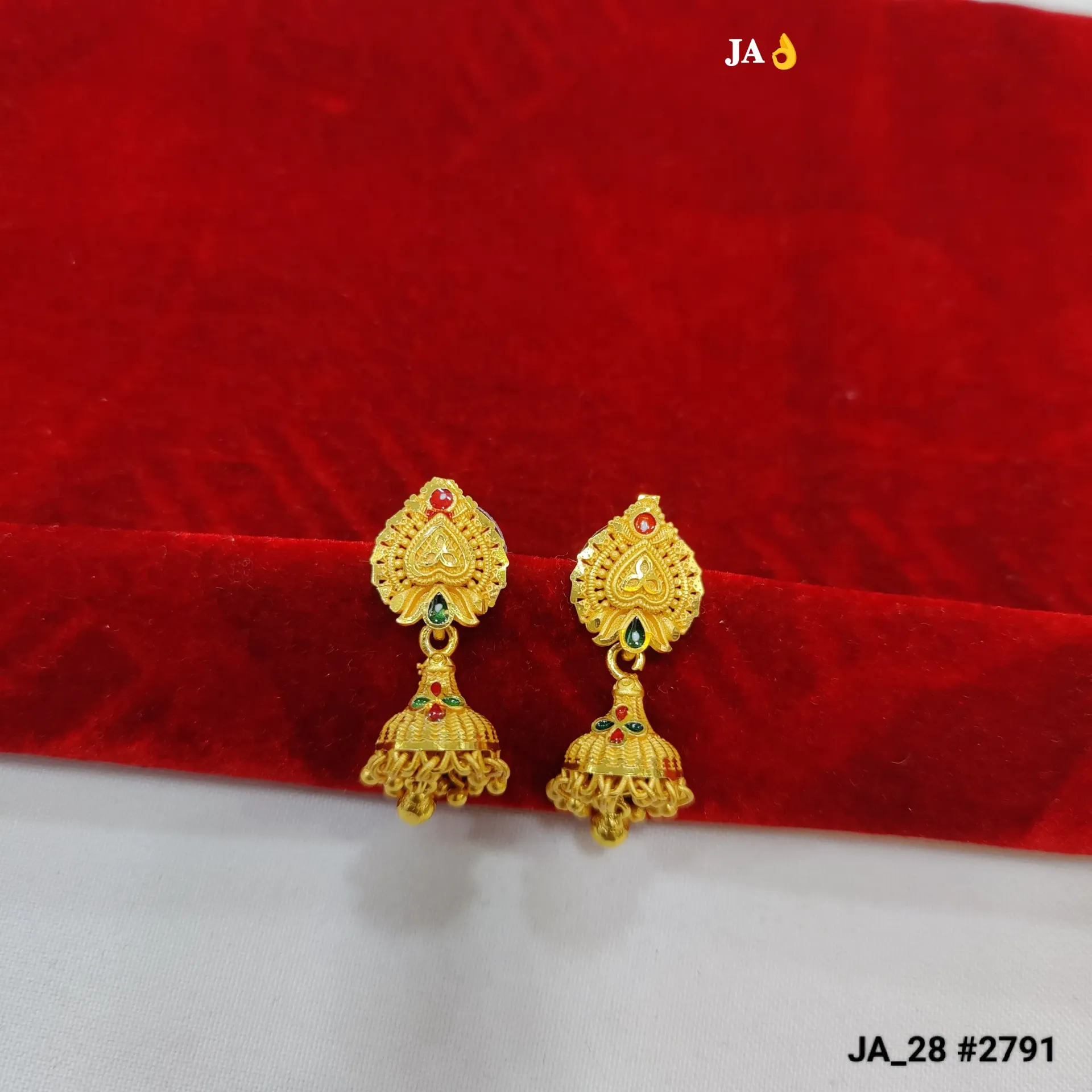 1 Gram Gold Plated Traditional Jhumka Earrings DN-2791