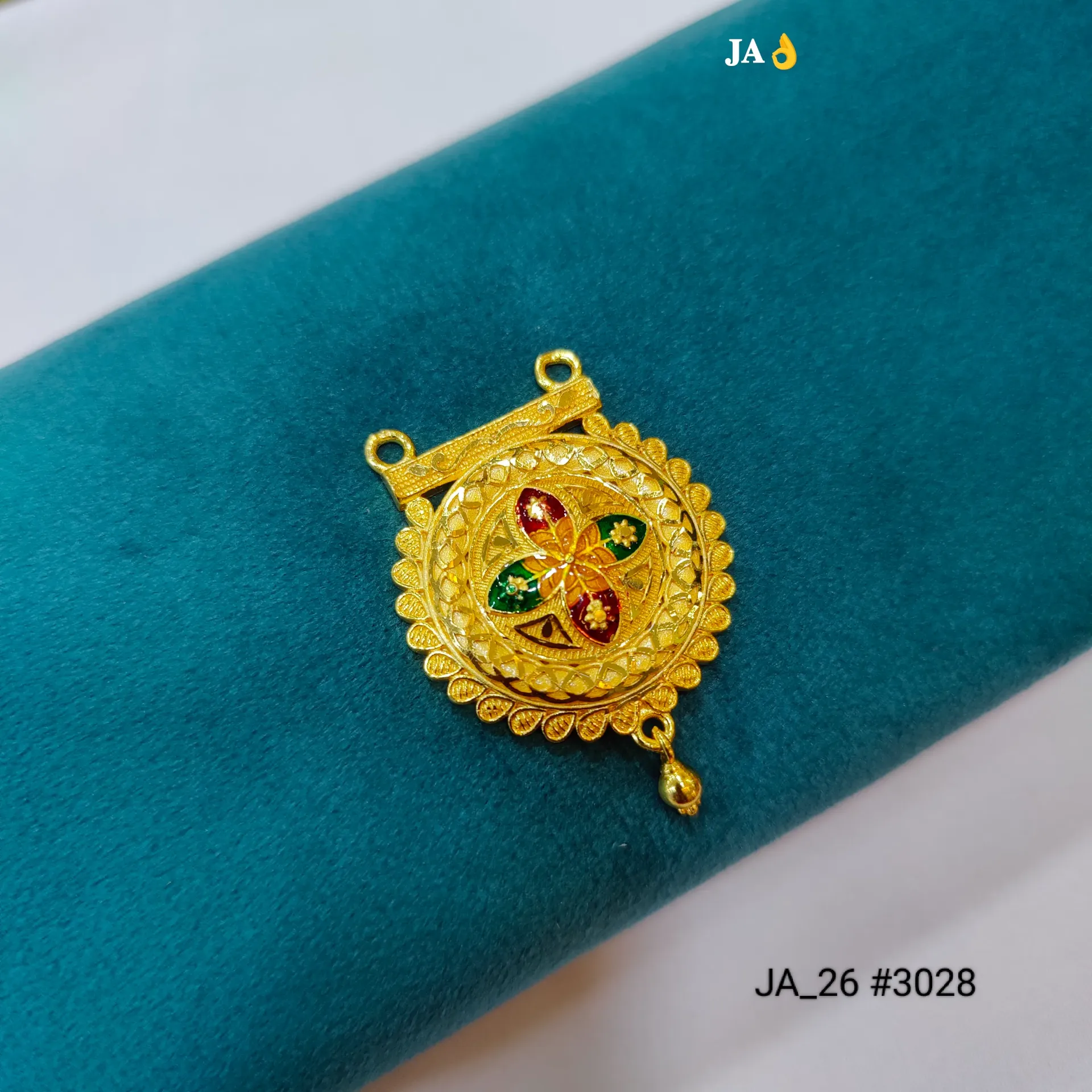 Traditional Gold Plated Circular Floral Meenakari Mangalsutra Pendant DN-3028