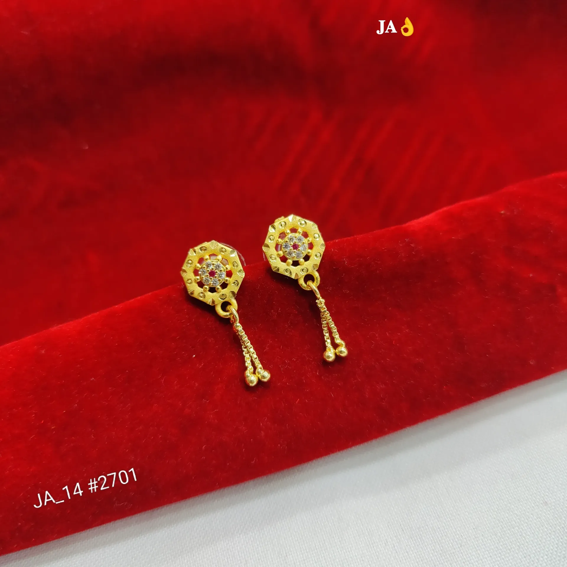 1 Gram Gold Plated Floral Drop Earrings DN-2701
