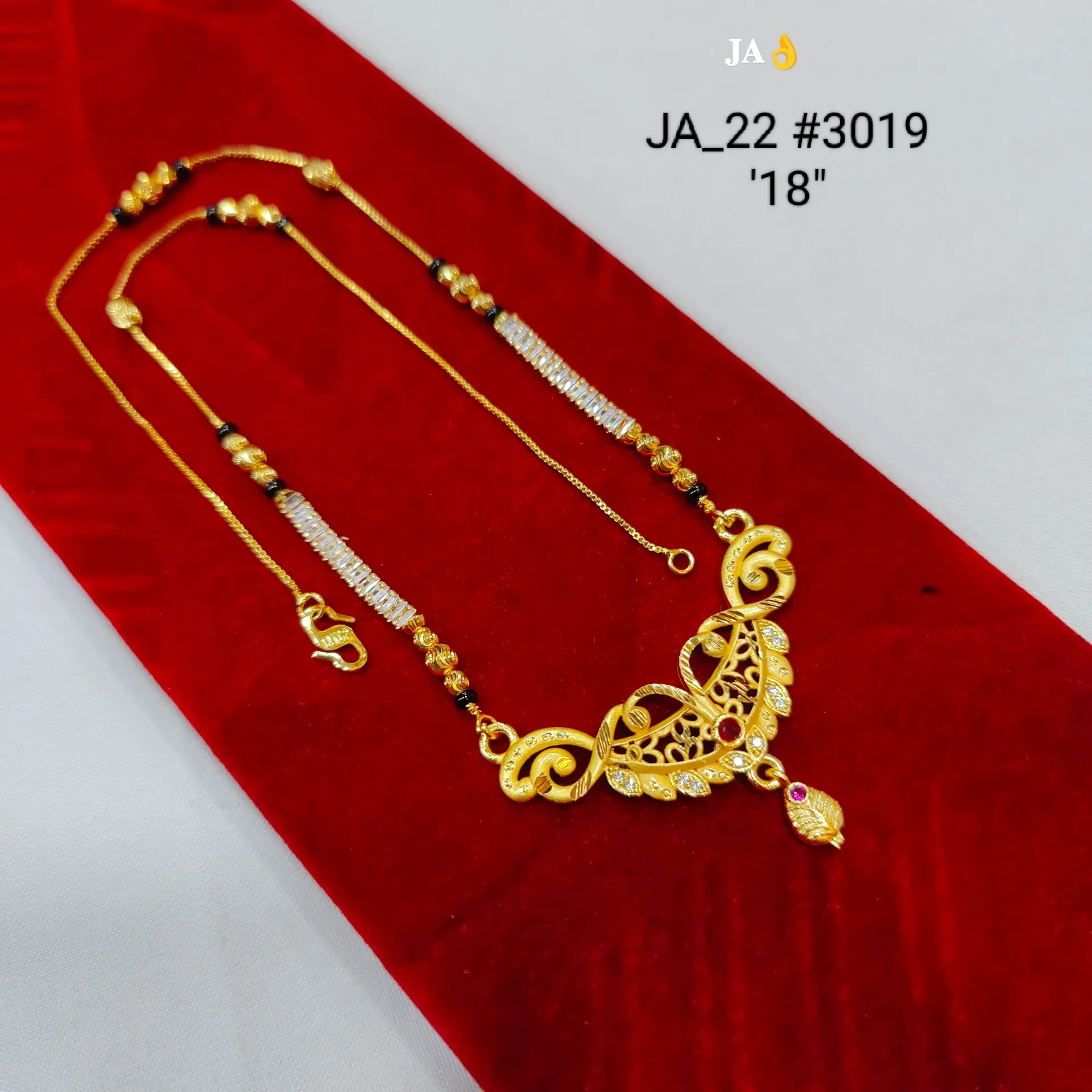 1 Gram Gold Plated CZ Studded Designer Mangalsutra Pendant Chain DN-3019
