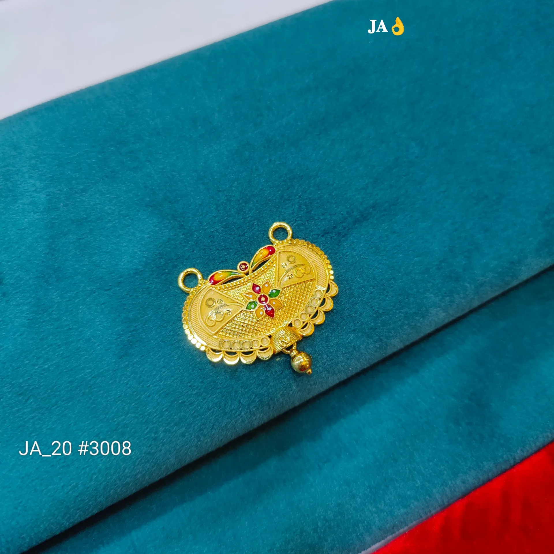 Traditional Gold Plated Oval Floral Meenakari Mangalsutra Pendant DN-3008