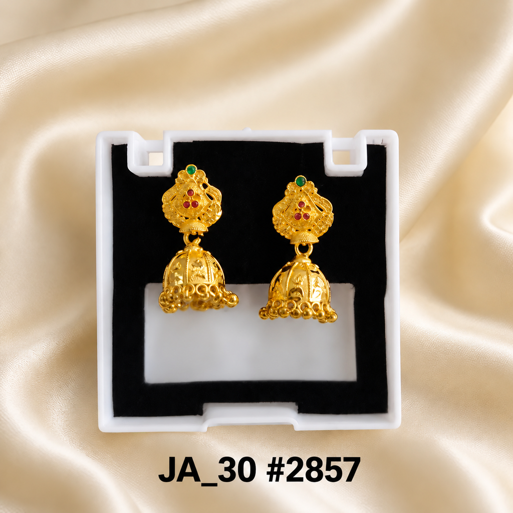 1 Gram Gold Plated Floral Stud Jhumka Earrings DN-2857