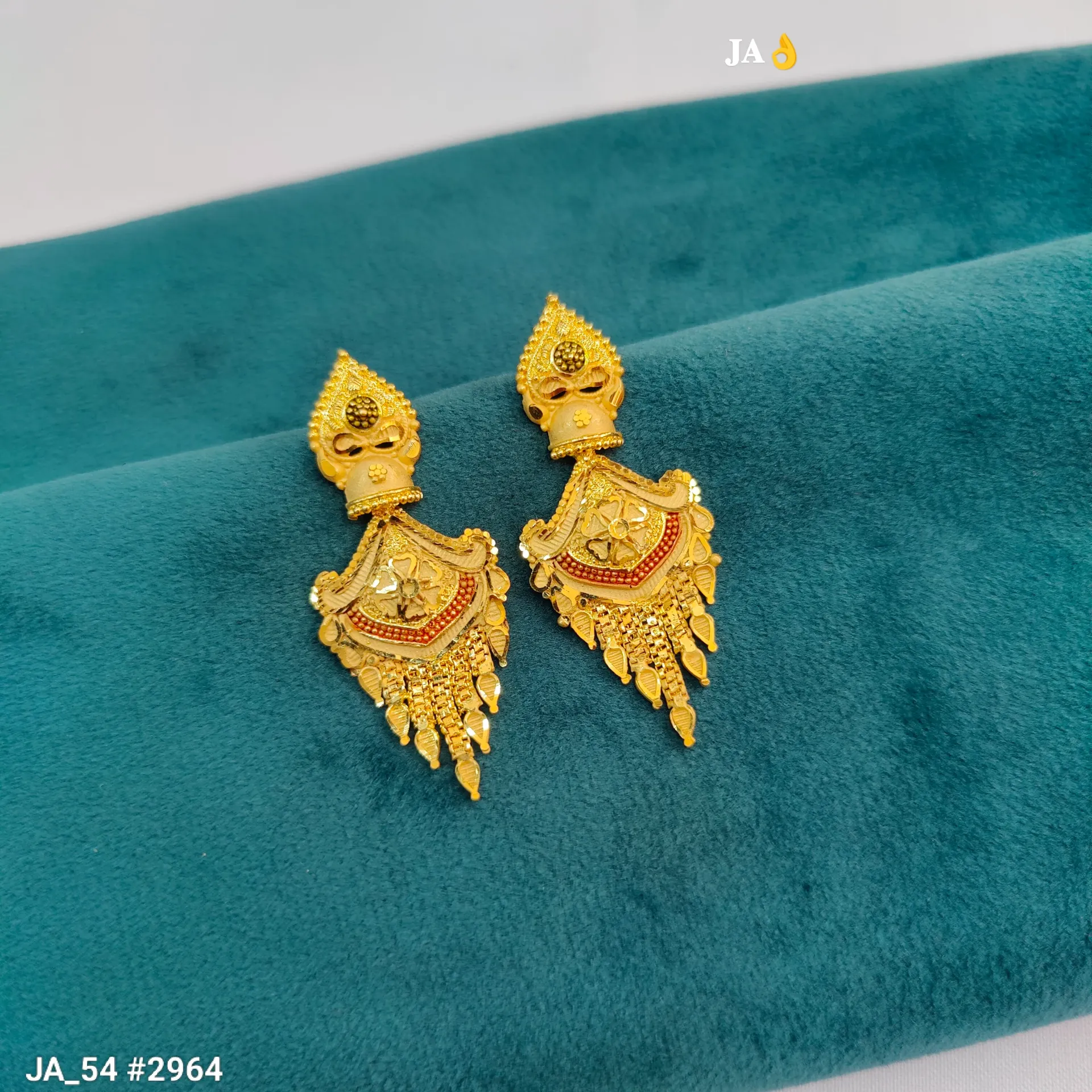 1 Gram Gold Plated Floral Chandbali Tassel Earrings DN-2964