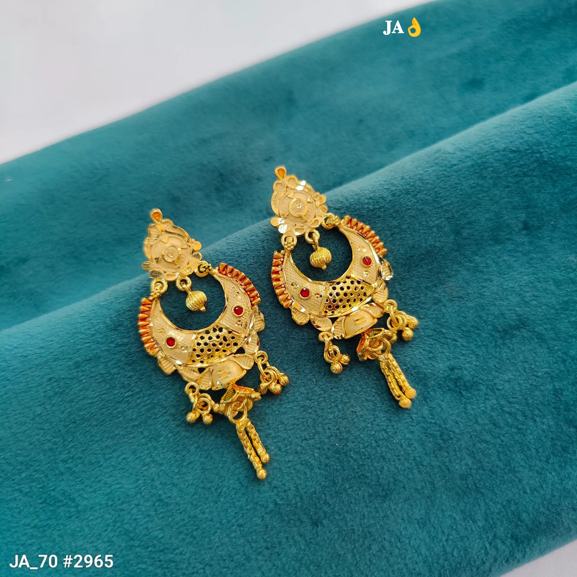 1 Gram Gold Plated Chandbali Drop Tassel Earrings DN-2965