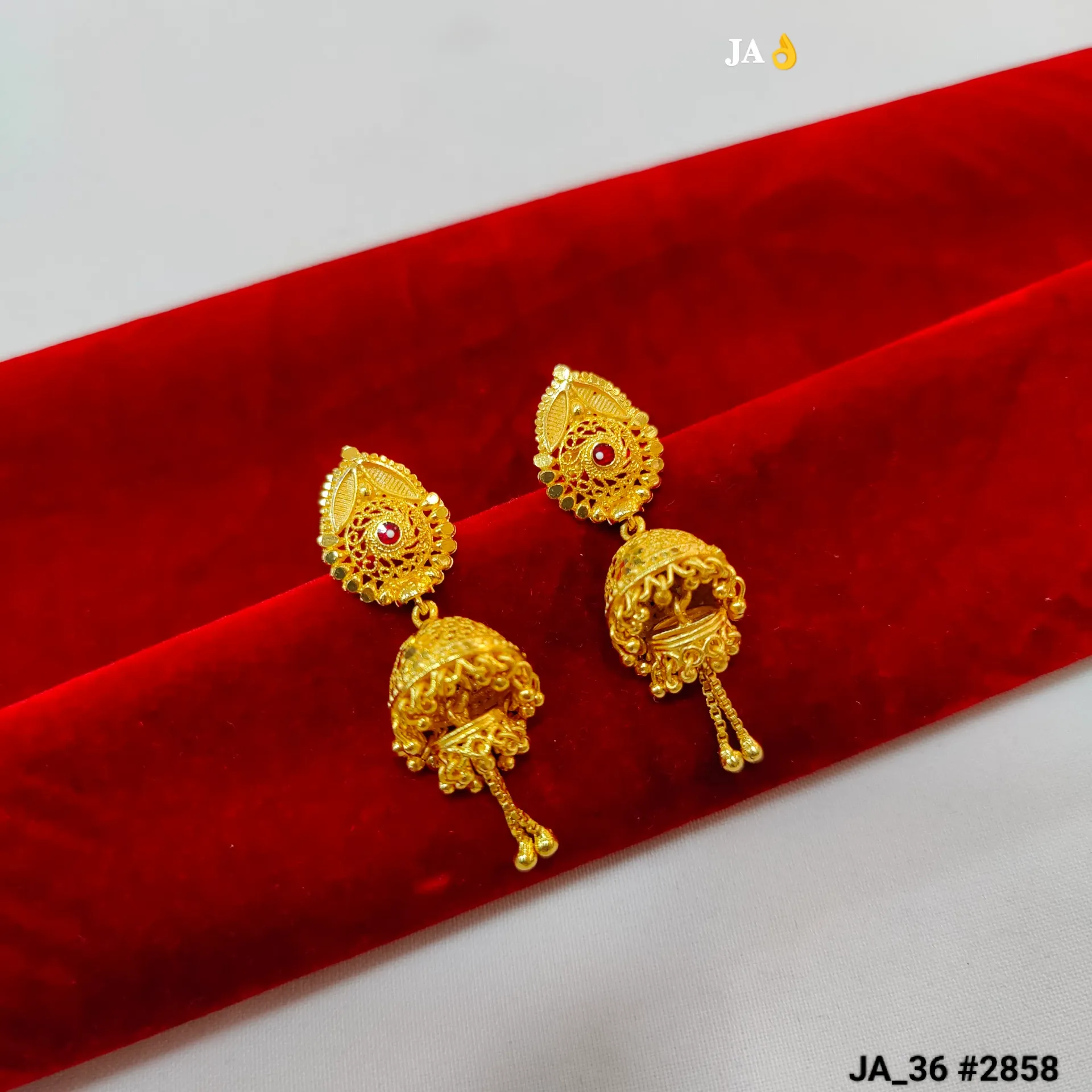 1 Gram Gold Plated Traditional Jhumka Earrings DN-2858