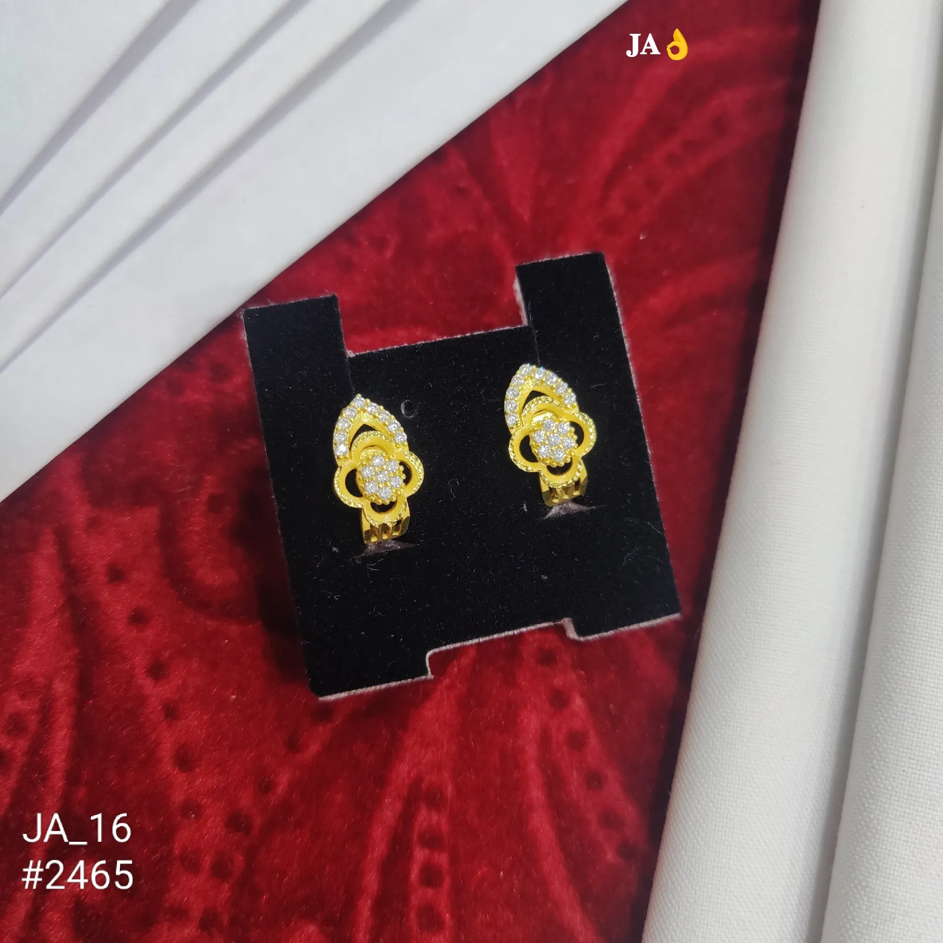 1 Gram Gold Plated Floral CZ Stud Earrings DN-2465