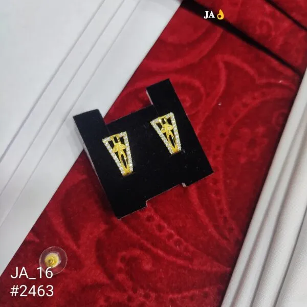 1 Gram Gold Plated Geometric CZ Stud Earrings DN-2463