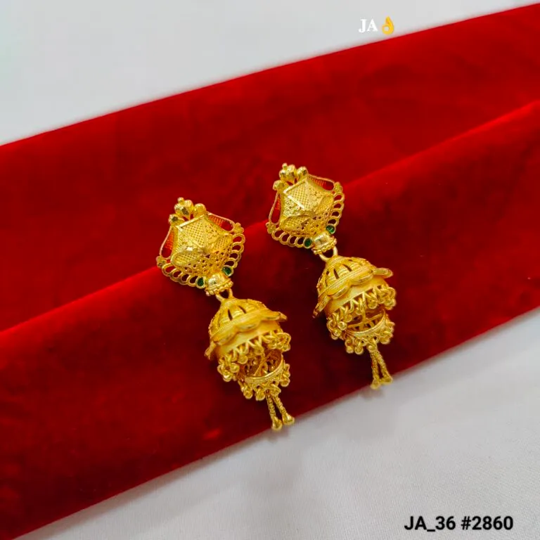 1 Gram Gold Plated Traditional Jhumka Earrings DN-2860