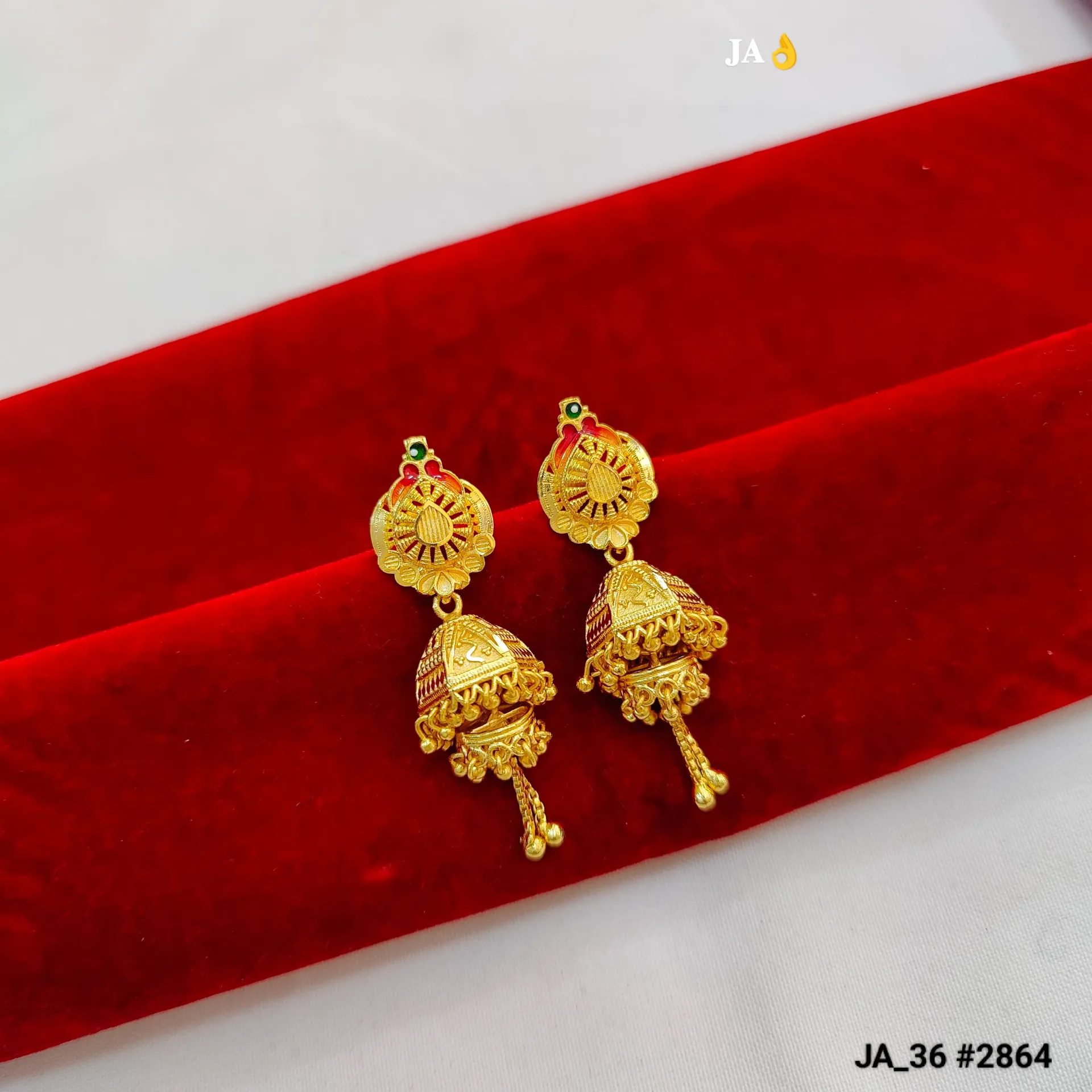 1 Gram Gold Plated Traditional Jhumka Earrings DN-2864