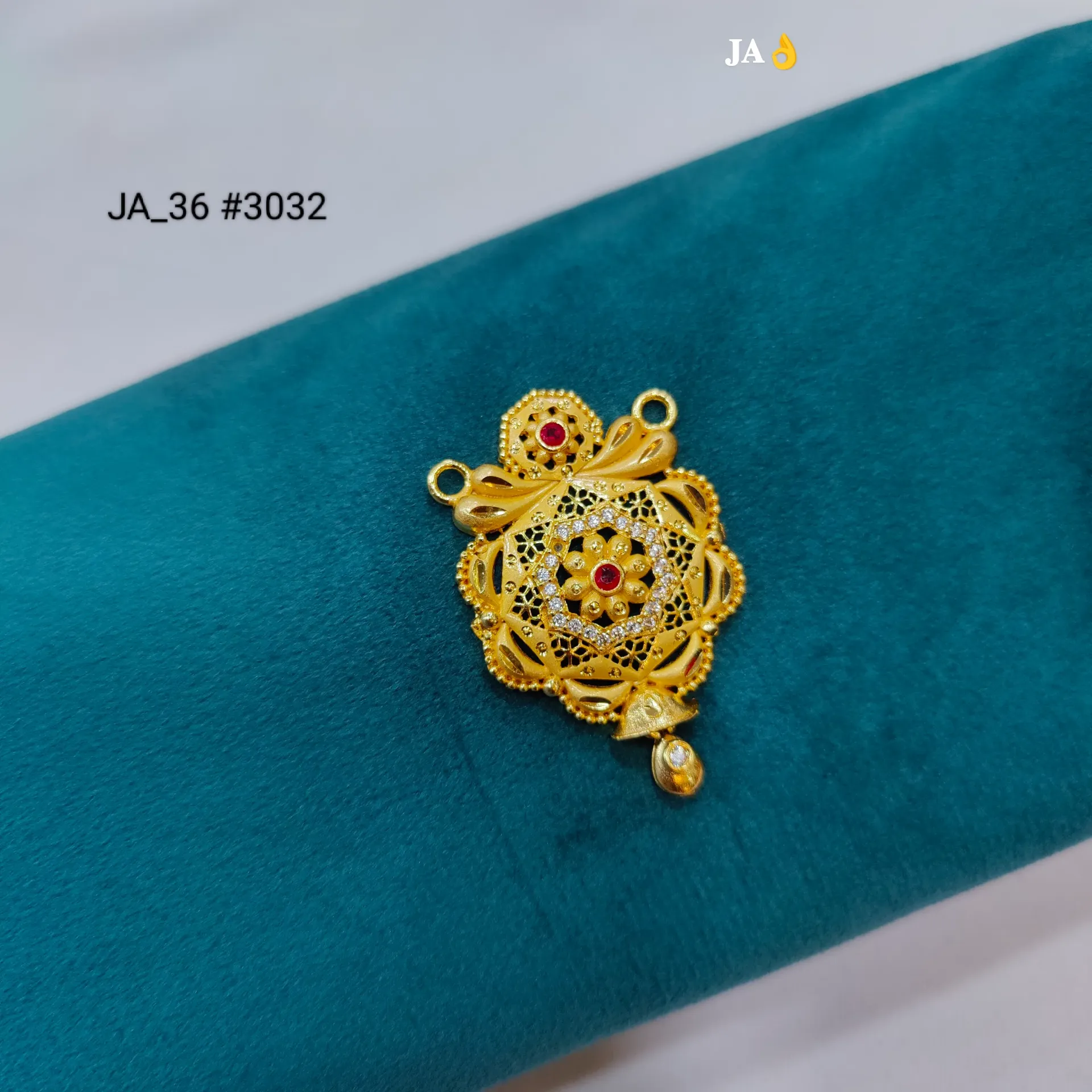 Traditional Gold Plated Floral Stone Work Mangalsutra Pendant DN-3032