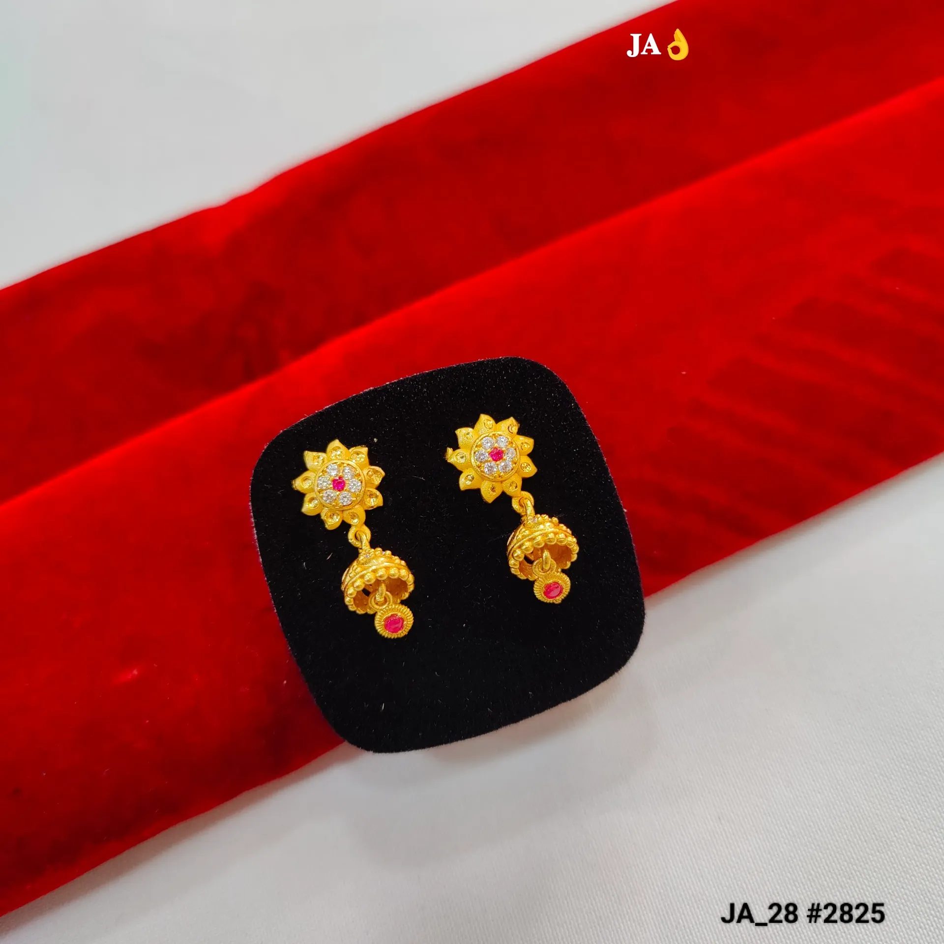 1 Gram Gold Plated Floral Mini Jhumka Earrings DN-2825